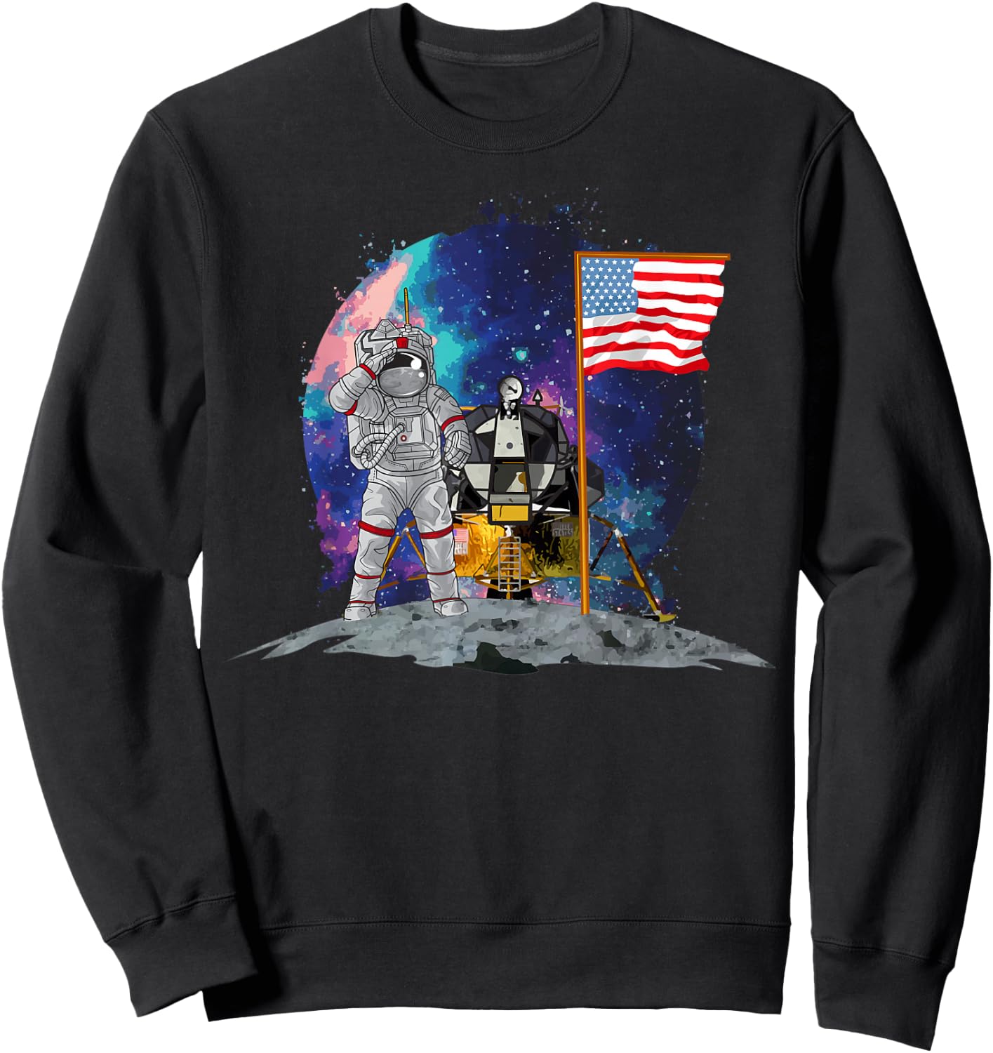 Moon Landing 50th Anniversary - US Astronaut on the Moon Sweatshirt - Sweatshirt | Black