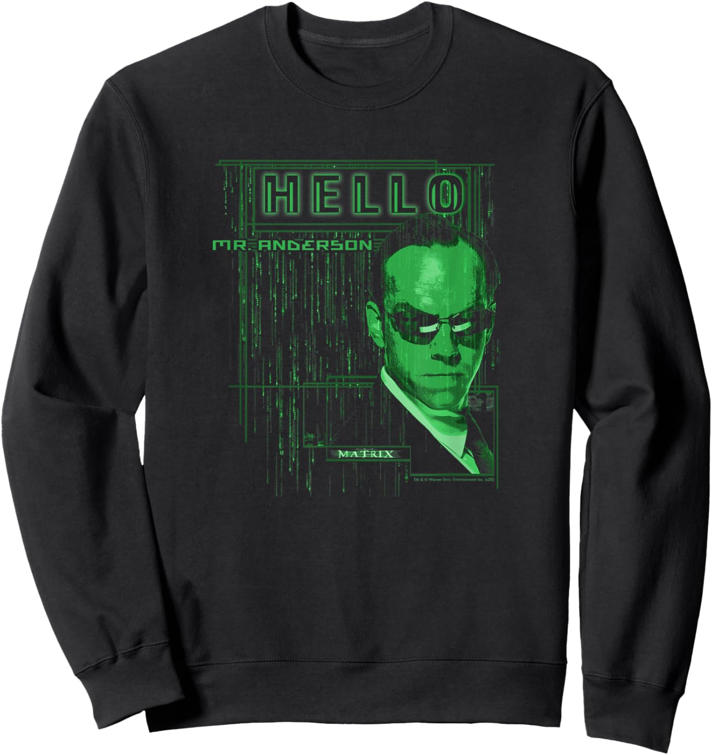 The Matrix Agent Smith Hello Mr. Anderson Code Drop Sweatshirt - Sweatshirt | Black