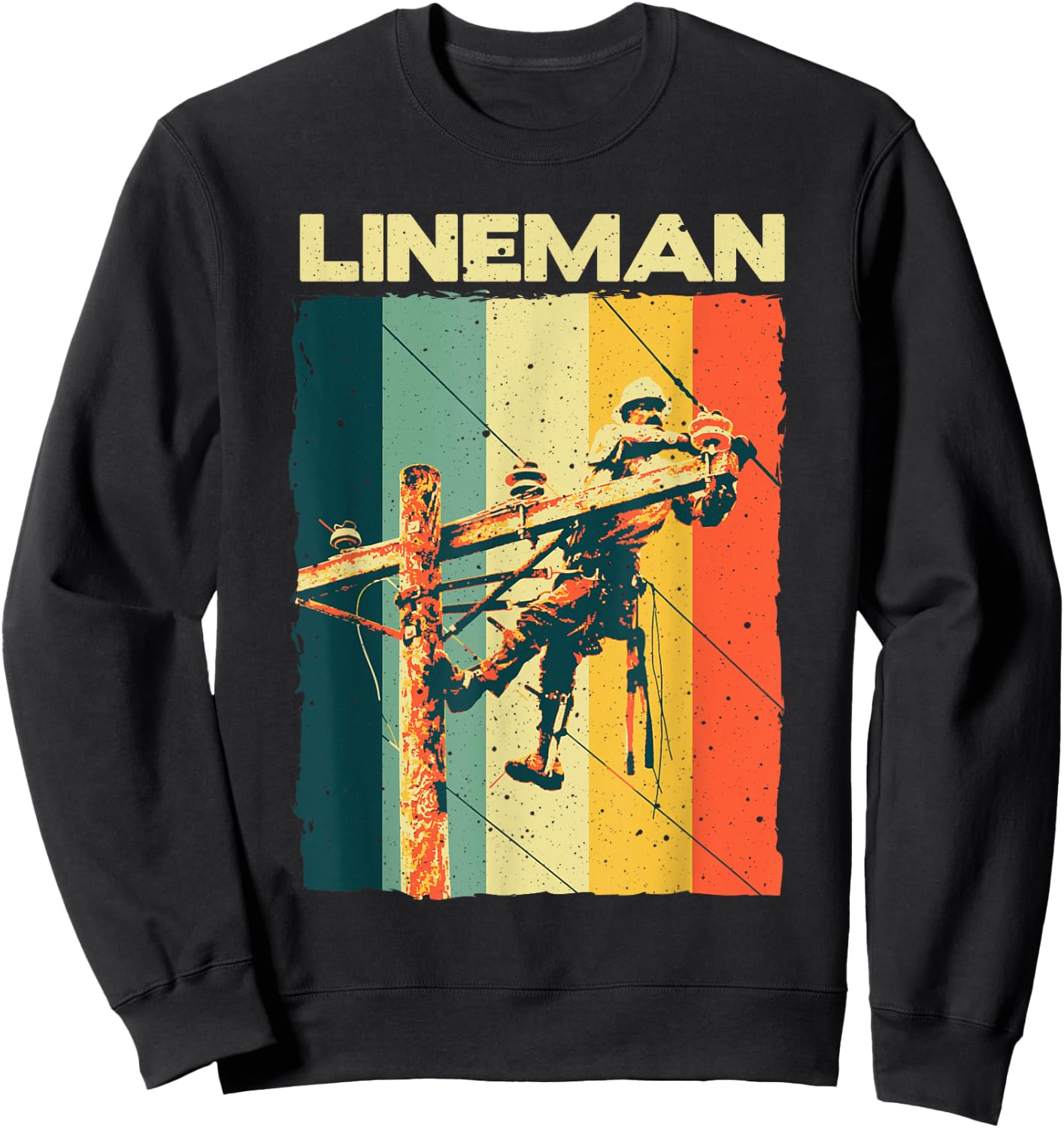 Funny Vintage Lineman Designs Men Women Electronics Lovers Sweatshirt - Sweatshirt | Black