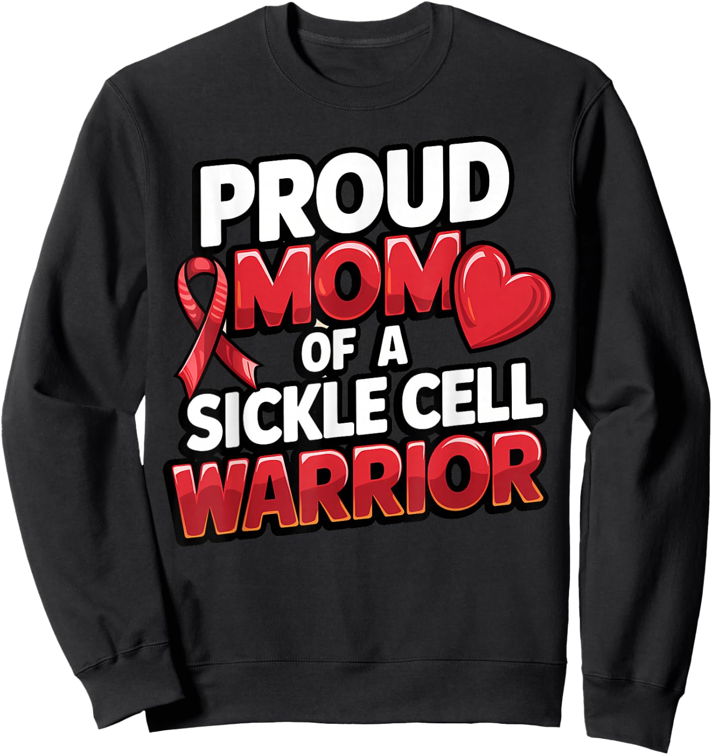 Sickle Cell Warrior Awareness Proud Mom Burgundy Ribbon Sweatshirt - Sweatshirt | Black