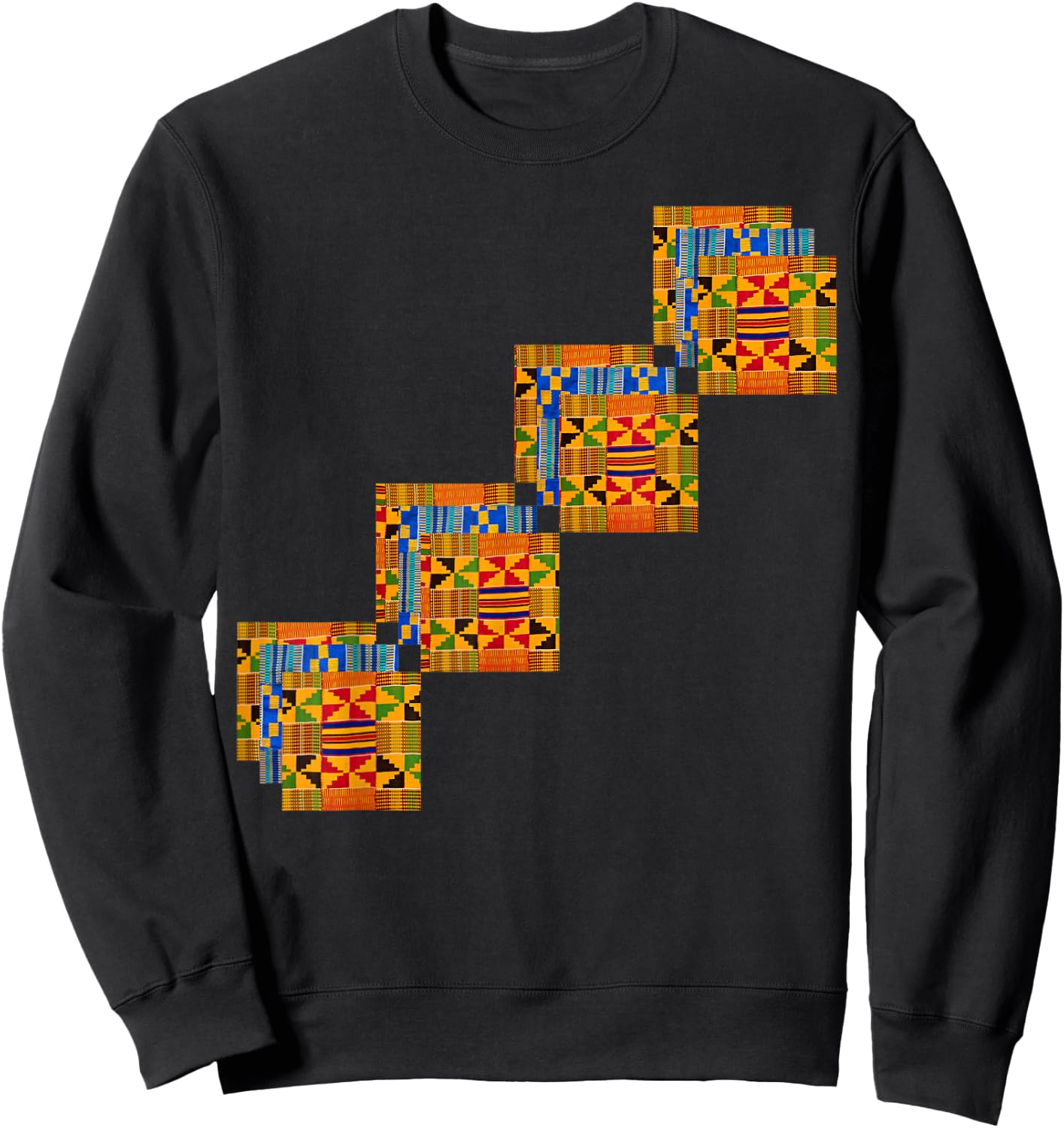Traditional African Dashiki, Kente inspired Illustration Sweatshirt - Sweatshirt | Black