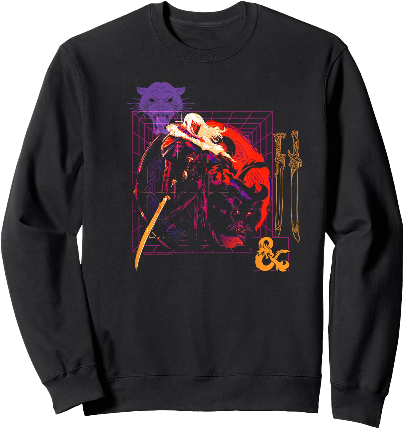 Dungeons & Dragons Drizzt Do'Urden Technical Weapons Grid Sweatshirt - Sweatshirt | Black