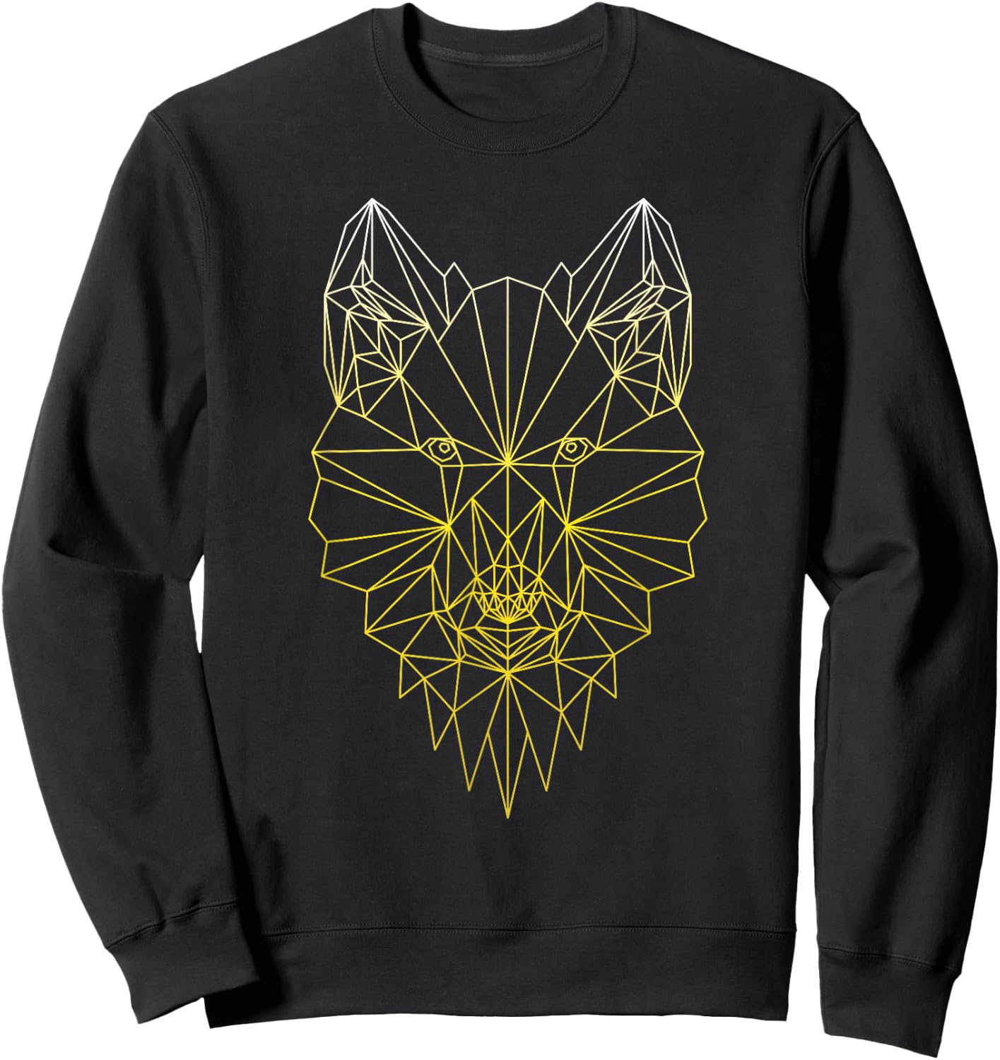 Wolf Geometric Abstract Gold Polygonal Apparel Item Sweatshirt - Sweatshirt | Black