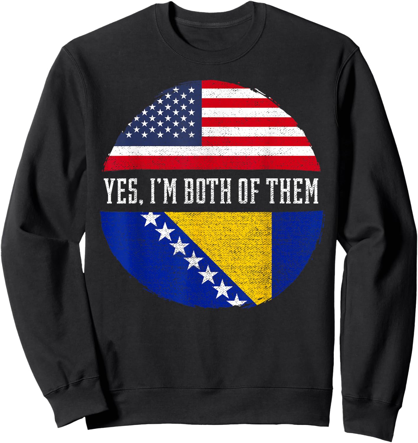 Half American Bosnian Herzegovinian Bosnia and Herzegovina Sweatshirt - Sweatshirt | Black