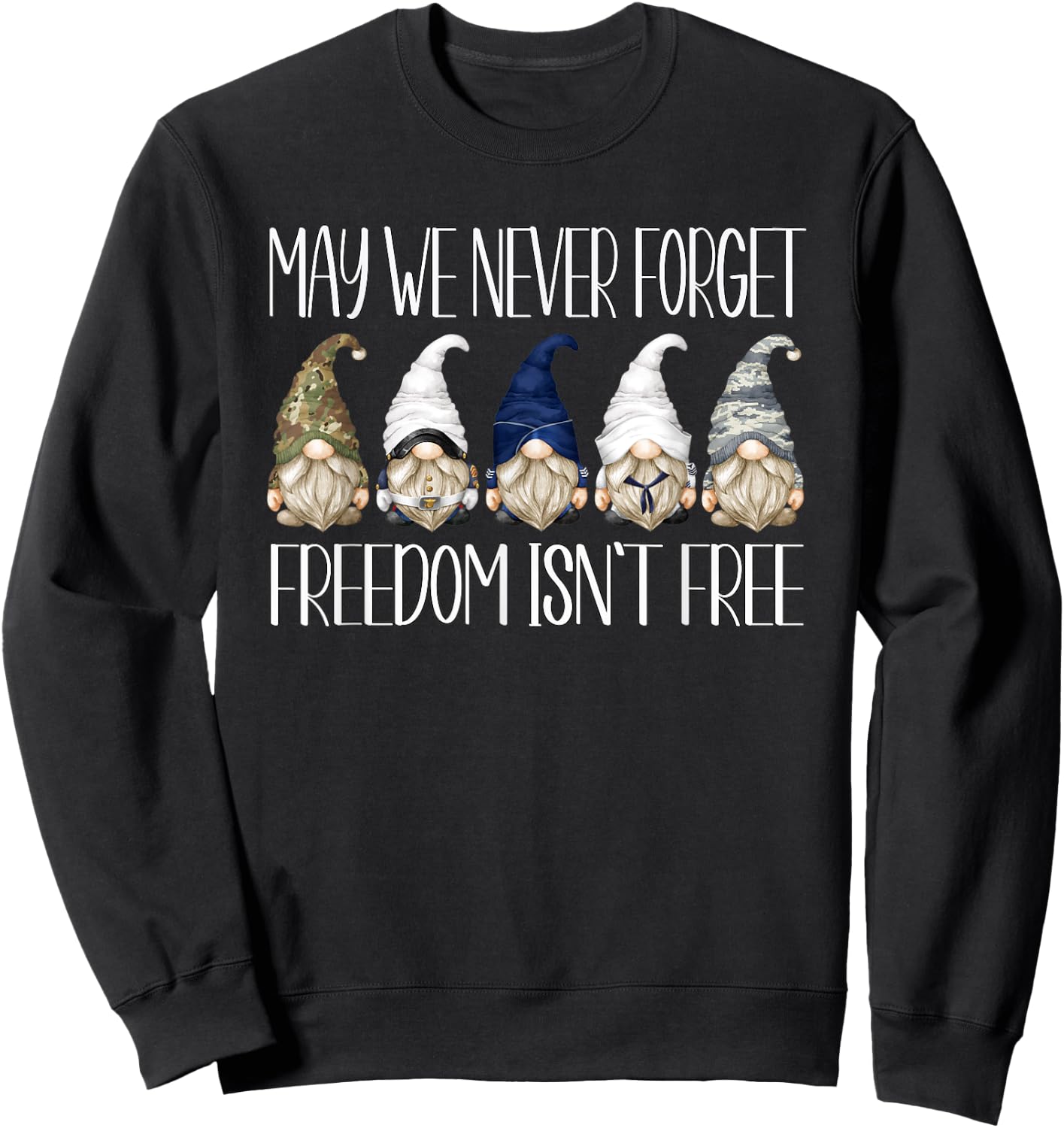 Unique Military Dad Gnomes For Veteran Memorial Day Gnome Sweatshirt - Sweatshirt | Black