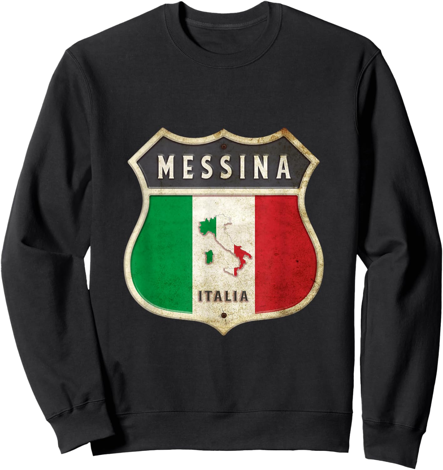 Messina Italy Sicily Coat of Arms Flag City / Gift Sweatshirt - Sweatshirt | Black