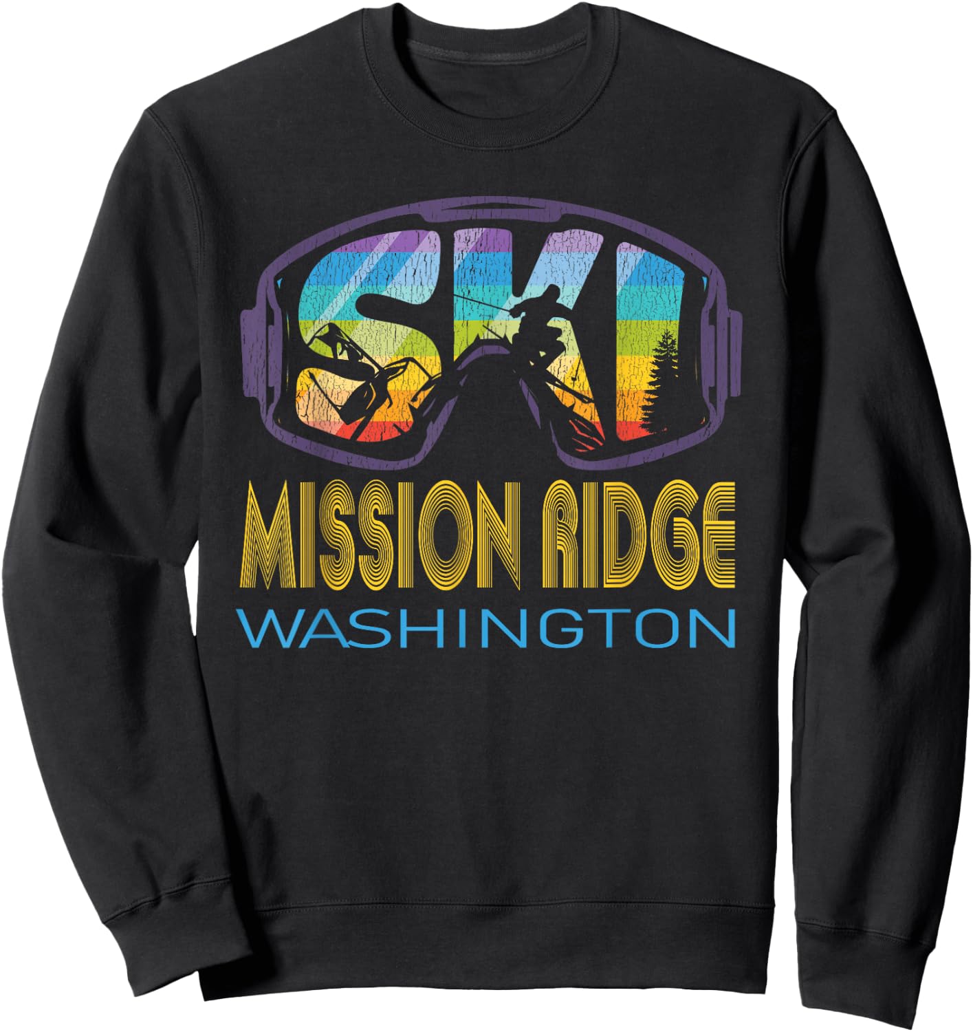 Ski Mission Ridge Washington Skiing Vacation Sweatshirt - Sweatshirt | Black
