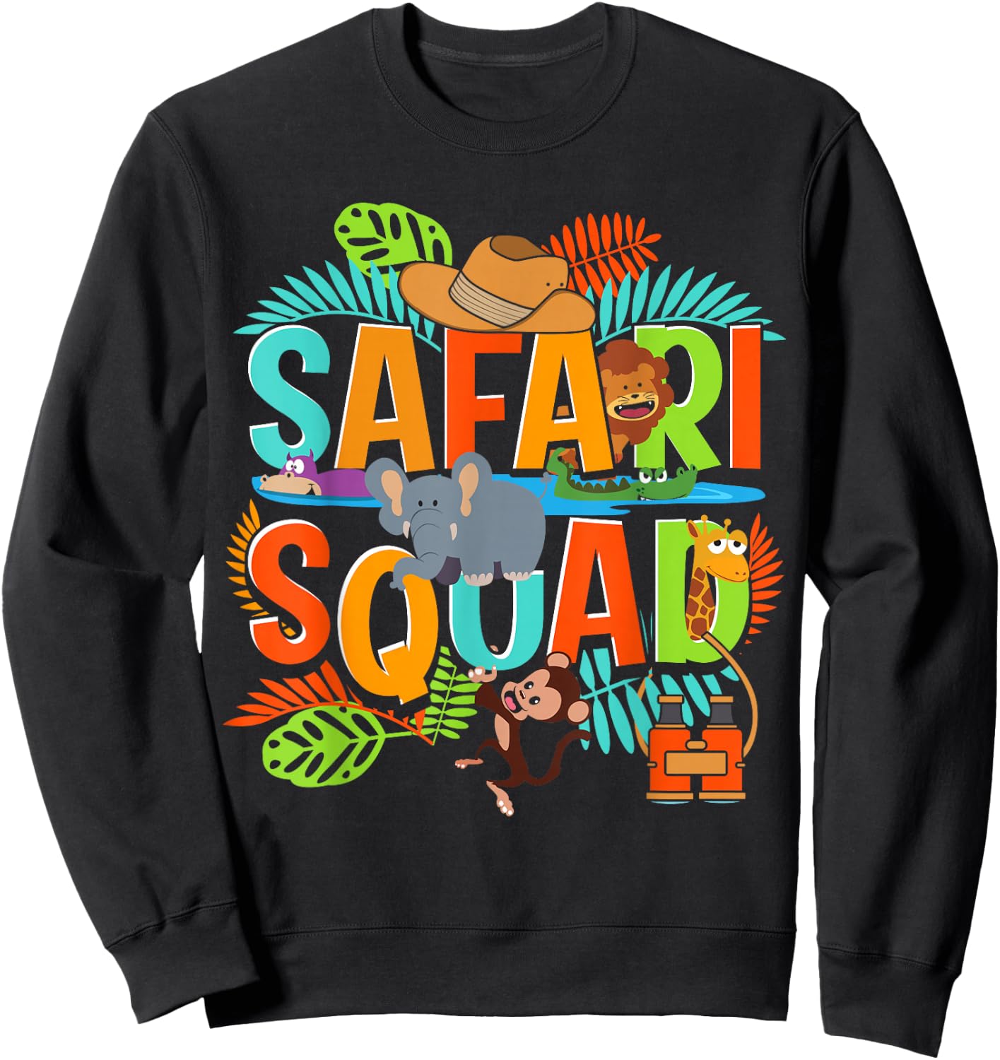 Safari Squad Zoo African Animals Sweatshirt - Sweatshirt | Black
