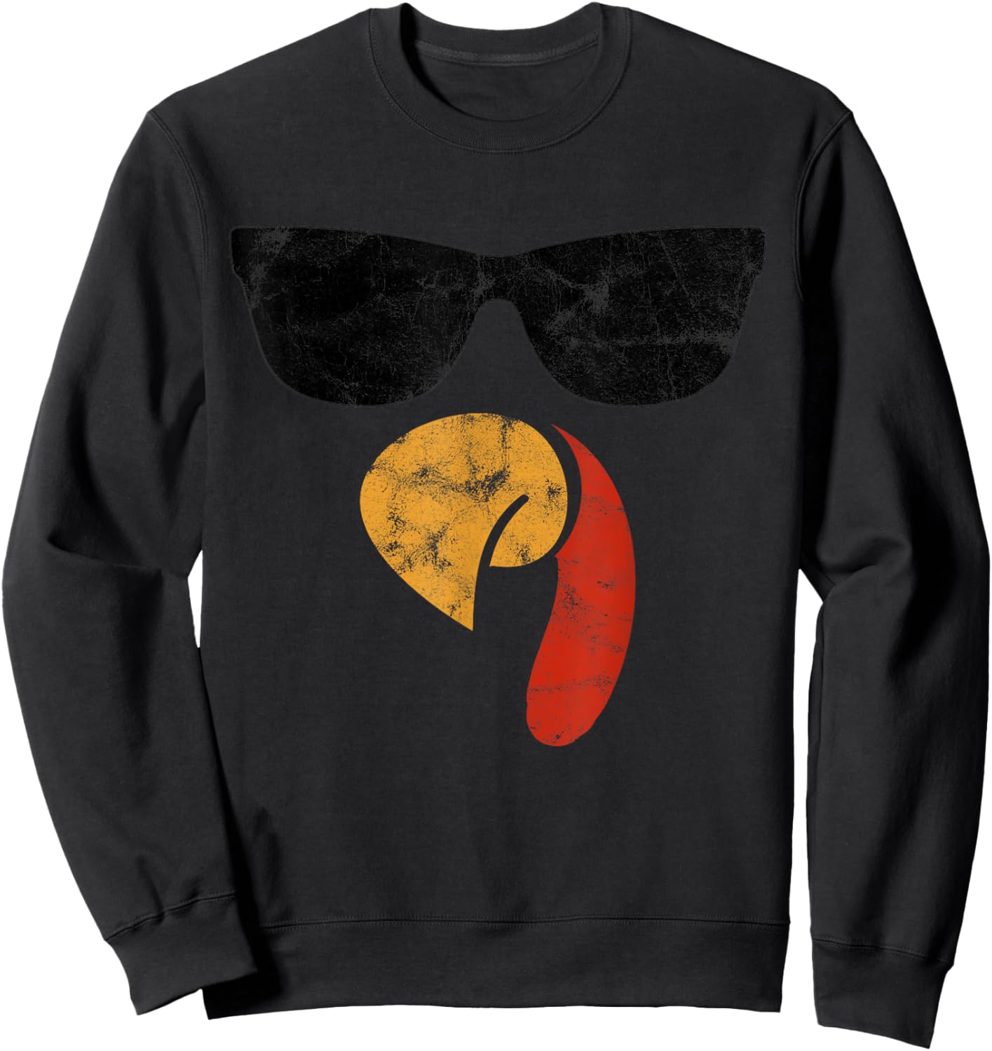 Turkey Face Thanksgiving Day Piligrim Gifts Trot Leg Day Sweatshirt - Sweatshirt | Black