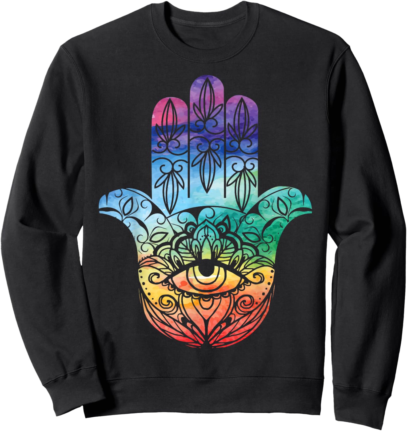 Hamsa Top with Beautiful Hamsa Hand Sweatshirt - Sweatshirt | Black