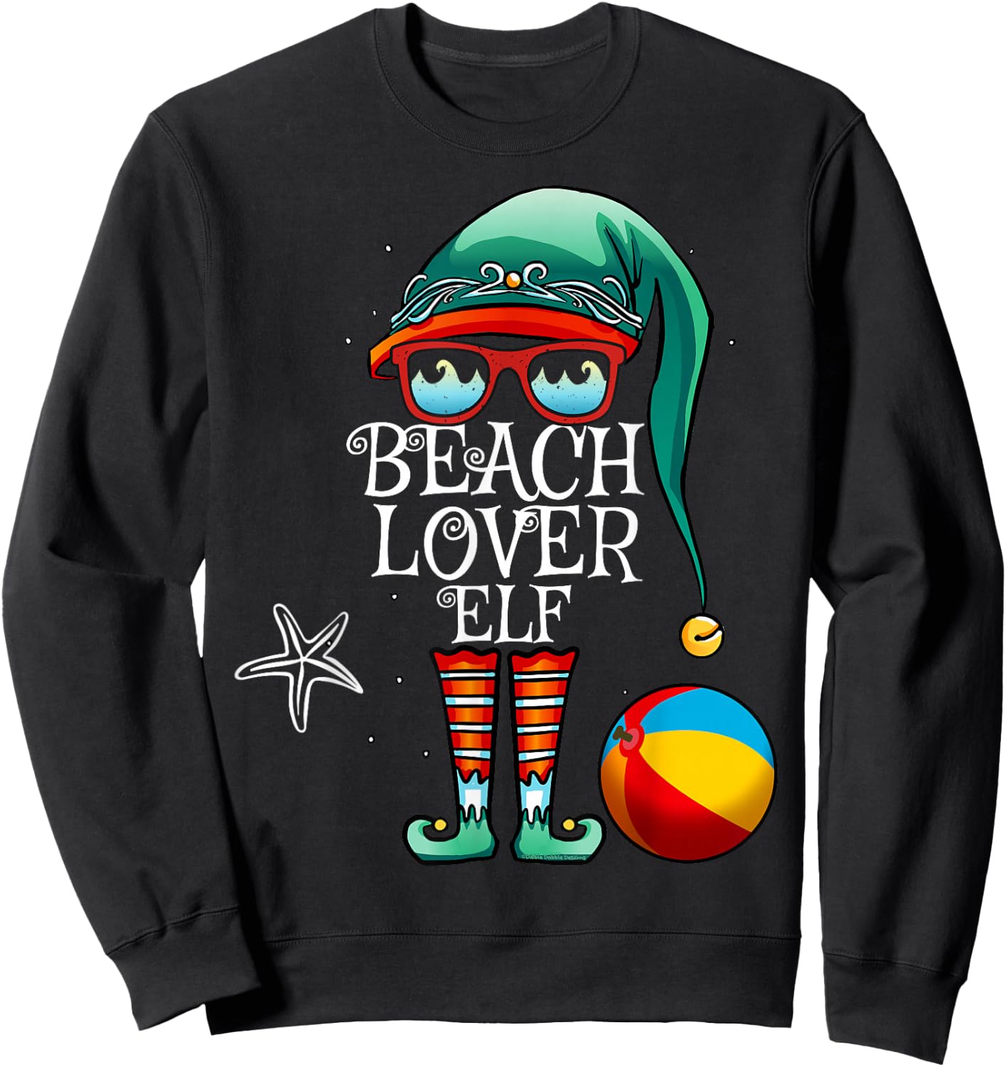 Christmas Beach Lover Elf - Matching Family Christmas Sweatshirt - Sweatshirt | Black