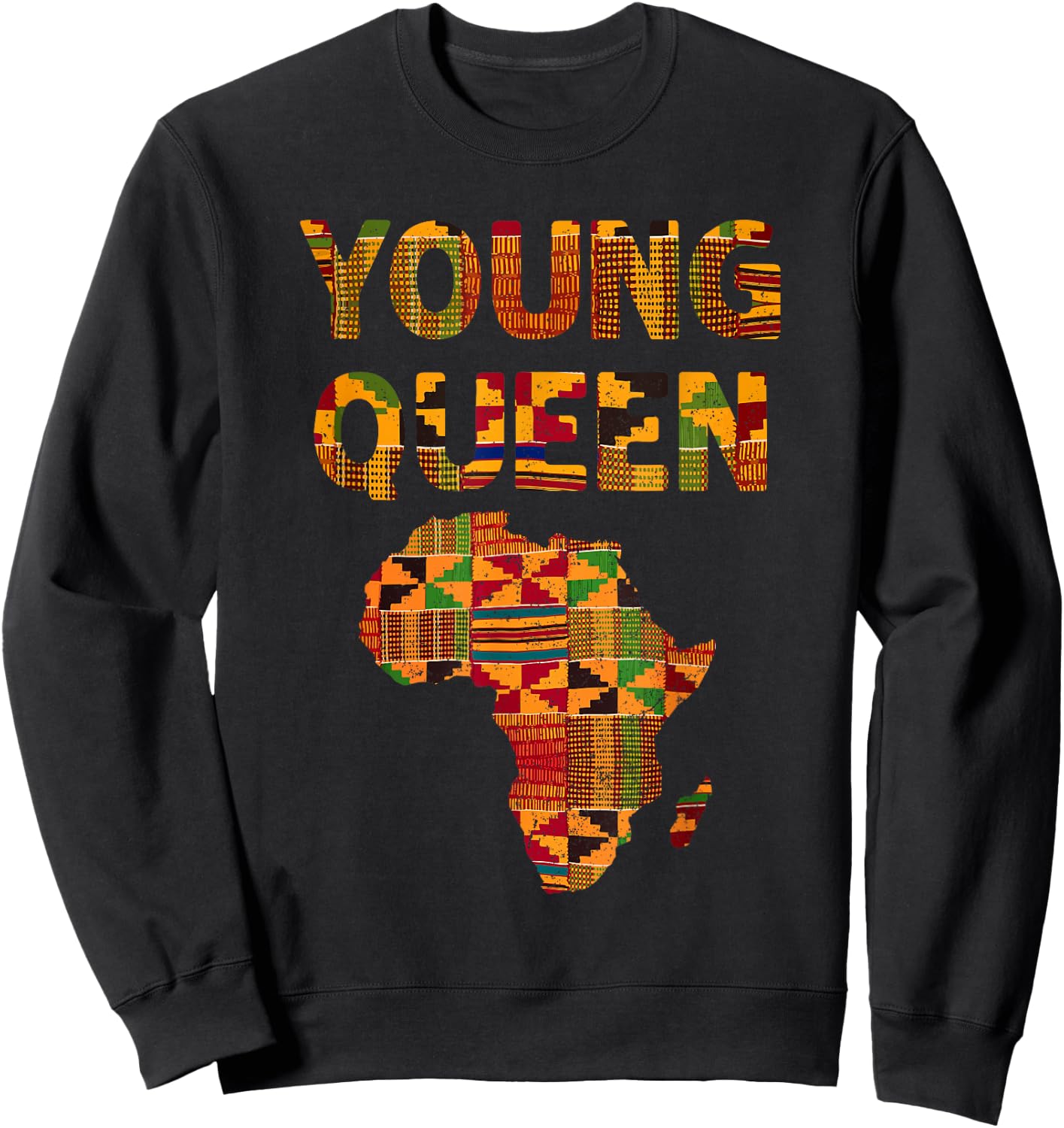 Cool Kente Cloth Art Kids Girls African Print African Queen Sweatshirt - Sweatshirt | Black