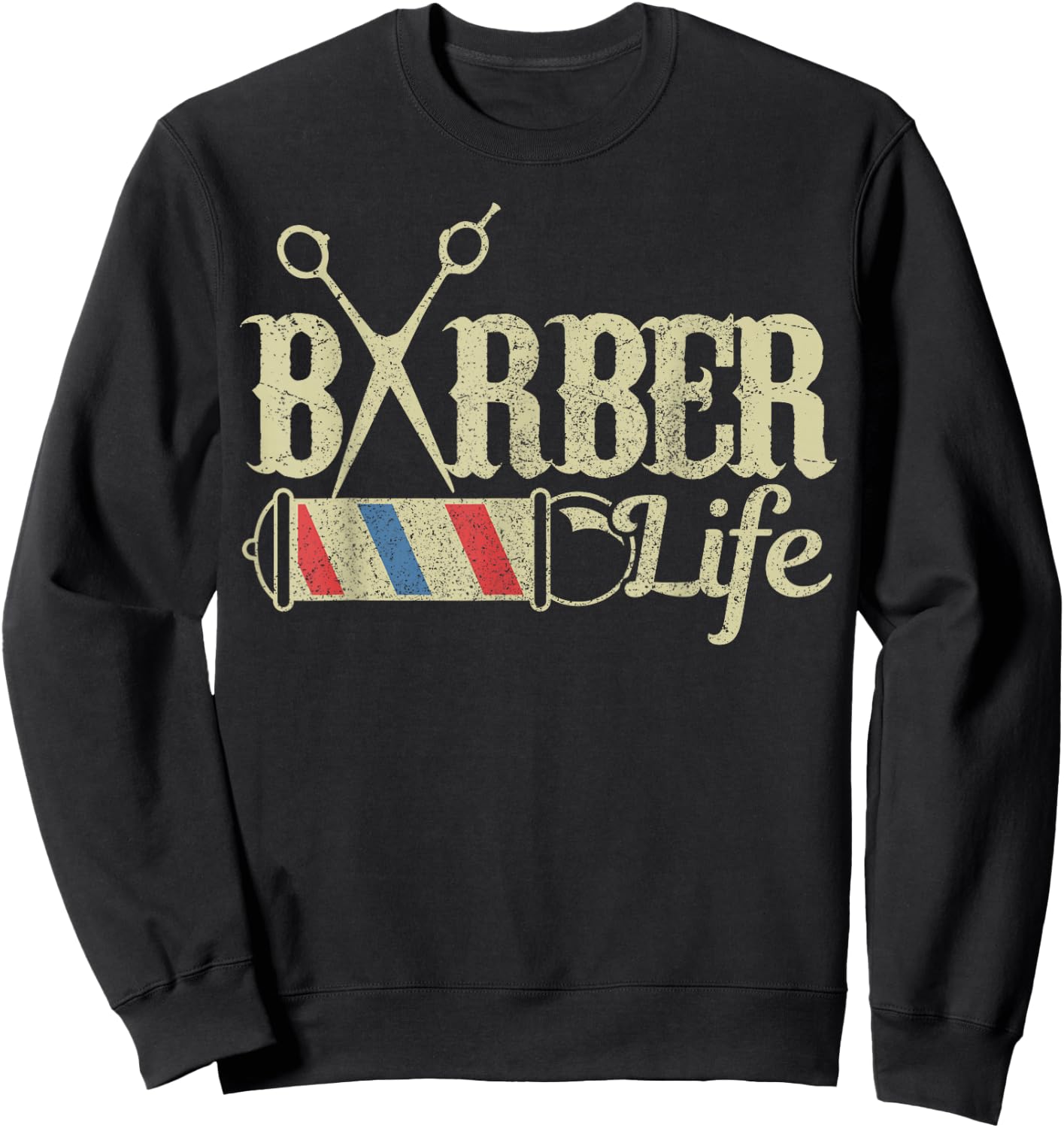 Friseur & Barbier Apparel Co. Barber Pole Vintage Funny Gift Sweatshirt - Sweatshirt | Black