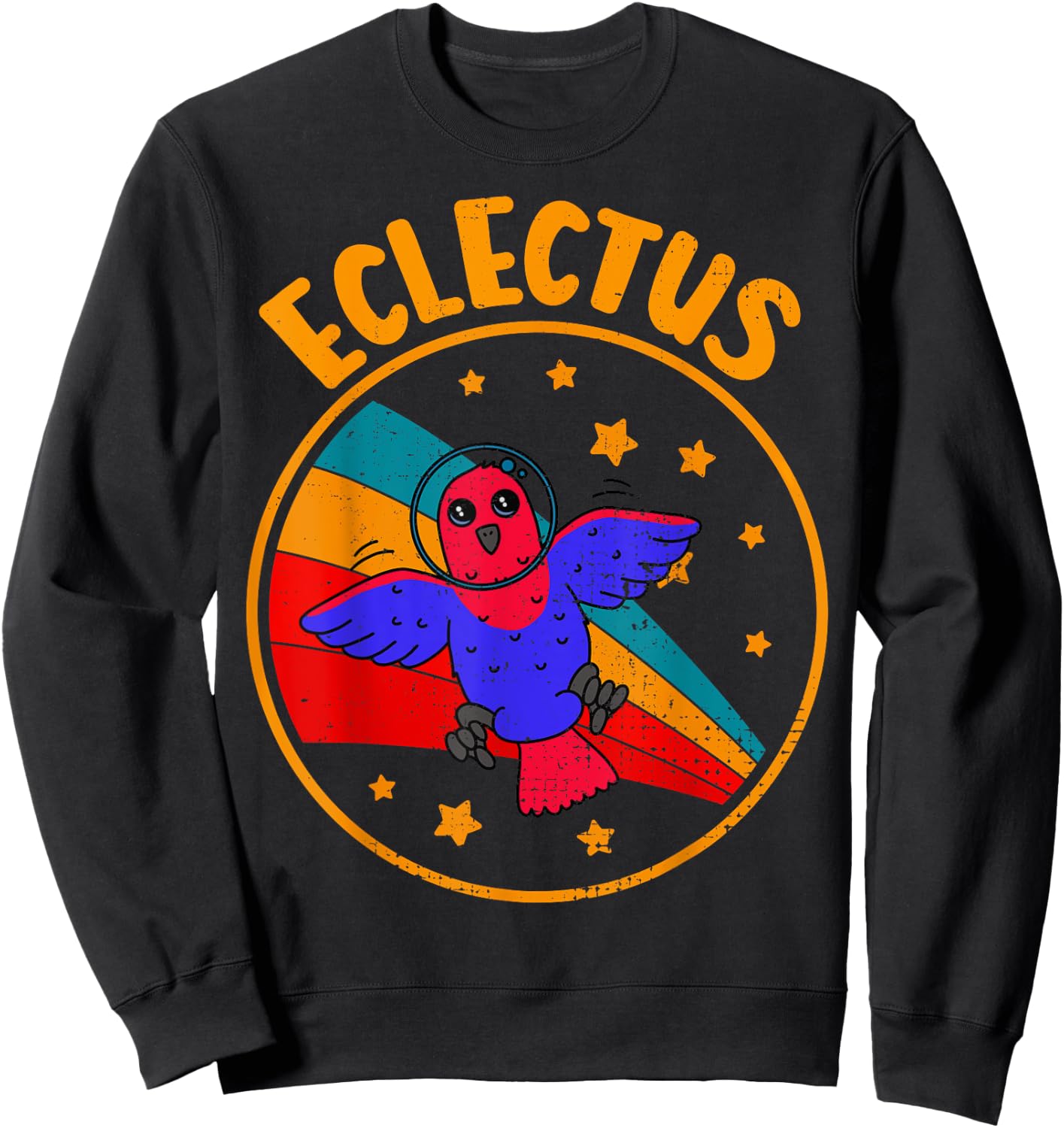 Cute Vintage Female Eclectus Parrot Retro Parrot In Space Sweatshirt - Sweatshirt | Black