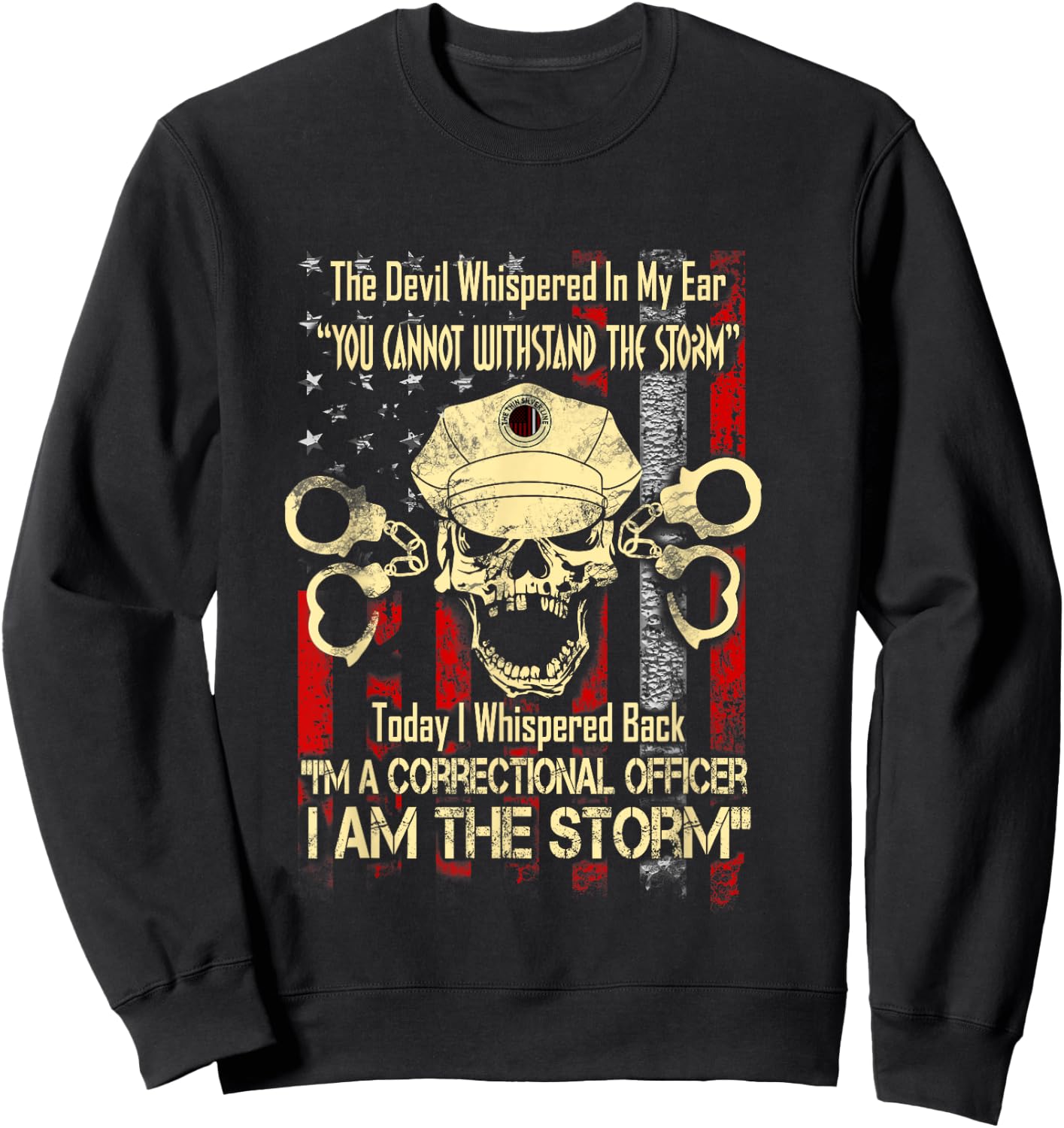 State Corrections Officer Shirt Thin Silver Line Gifts Sweatshirt - Sweatshirt | Black
