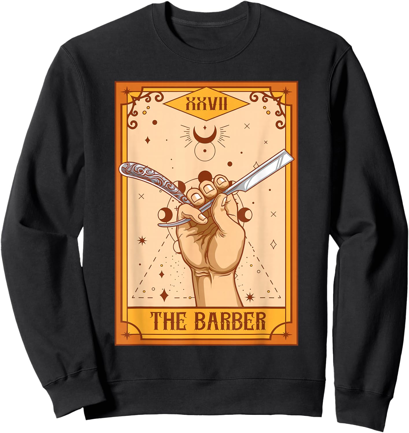 Funny Barber Hairstylist Barber Shop The Barber Tarot Card Sweatshirt - Sweatshirt | Black