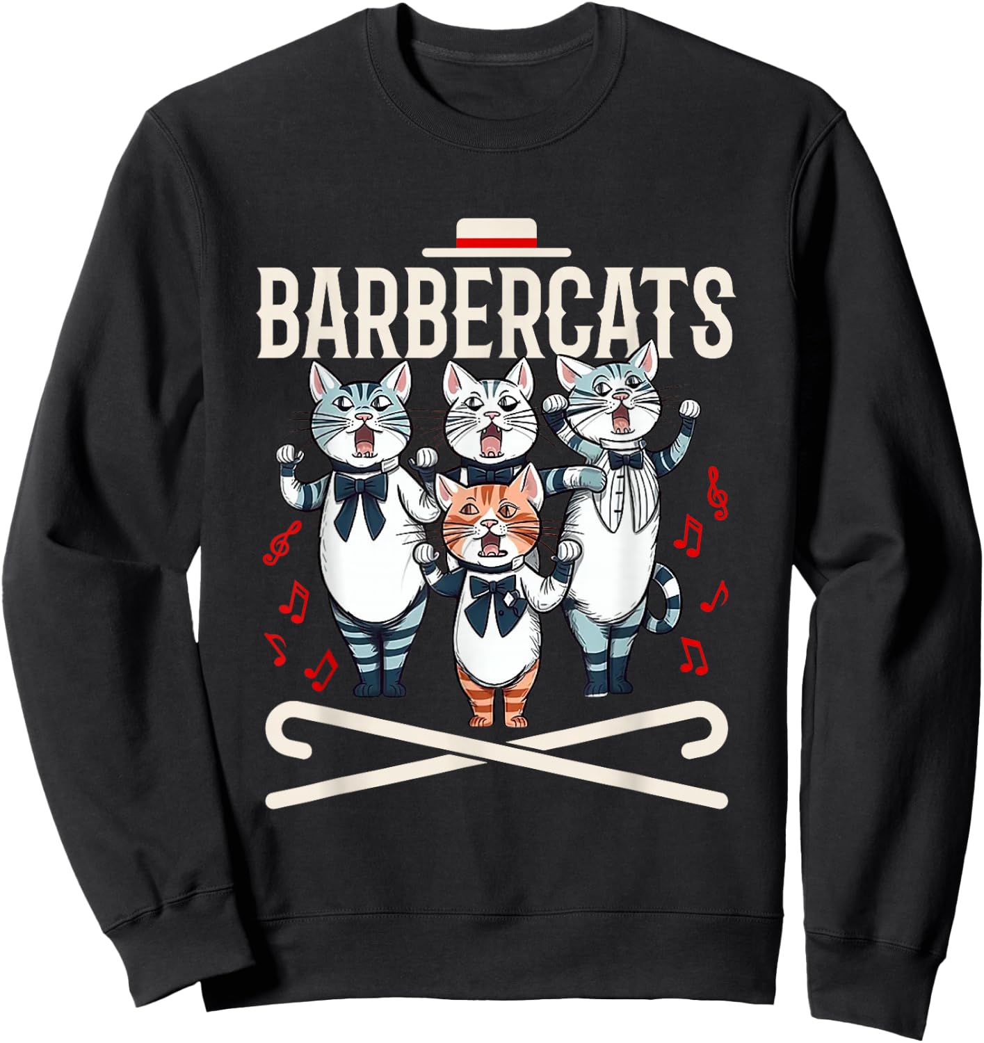 Barbershop Quartet Cats Singing Harmony Singer Sweatshirt - Sweatshirt | Black