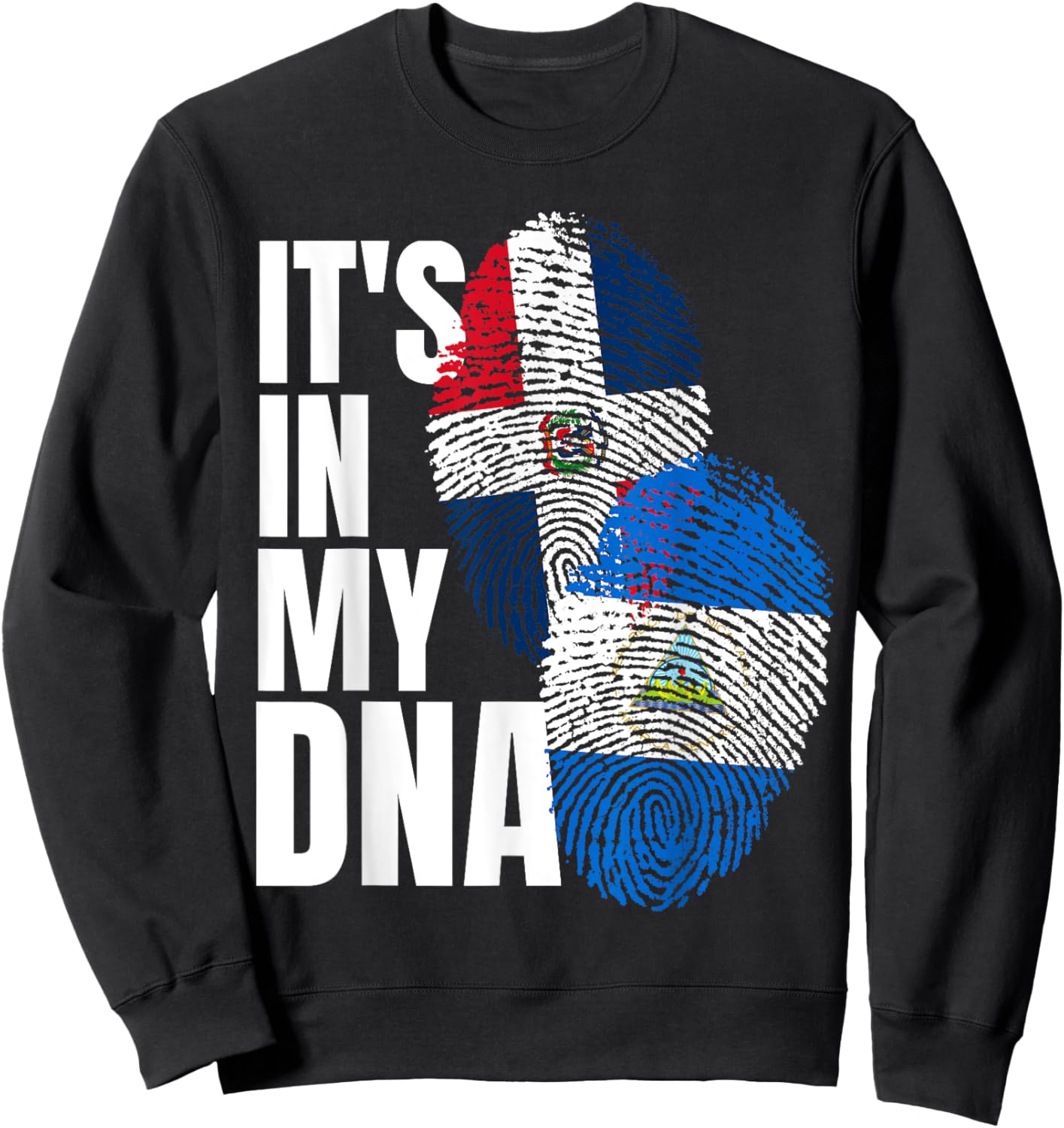 Nicaraguan And Dominican Mix DNA Flag Heritage Sweatshirt - Sweatshirt | Black