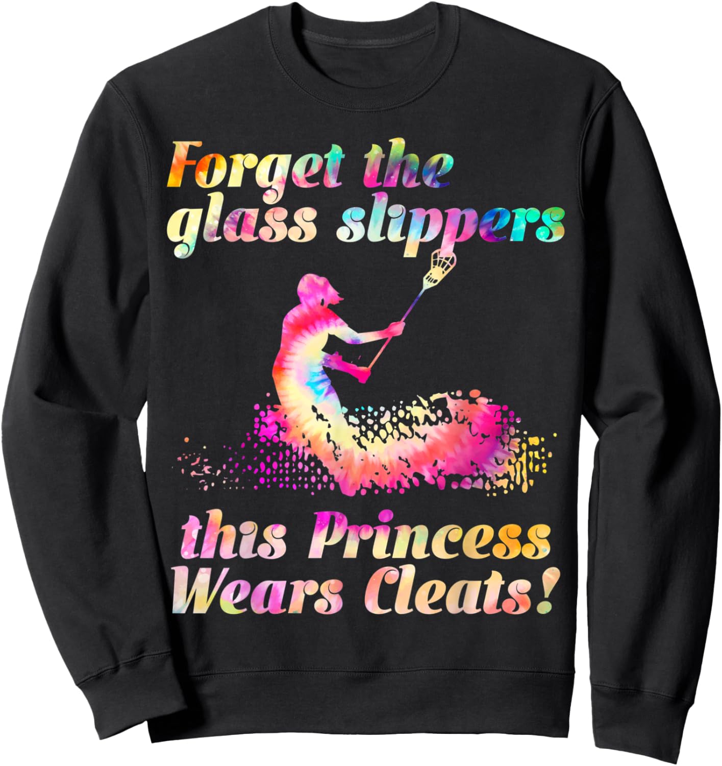 Girls Lacrosse Hippie Tie Dye Colorful Rainbow Design Gift Sweatshirt - Sweatshirt | Black