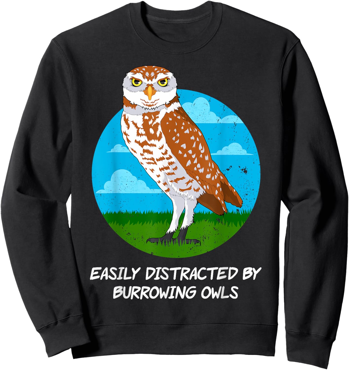 Birding Birdwatching Easily Distracted By Burrowing Owls Sweatshirt - Sweatshirt | Black