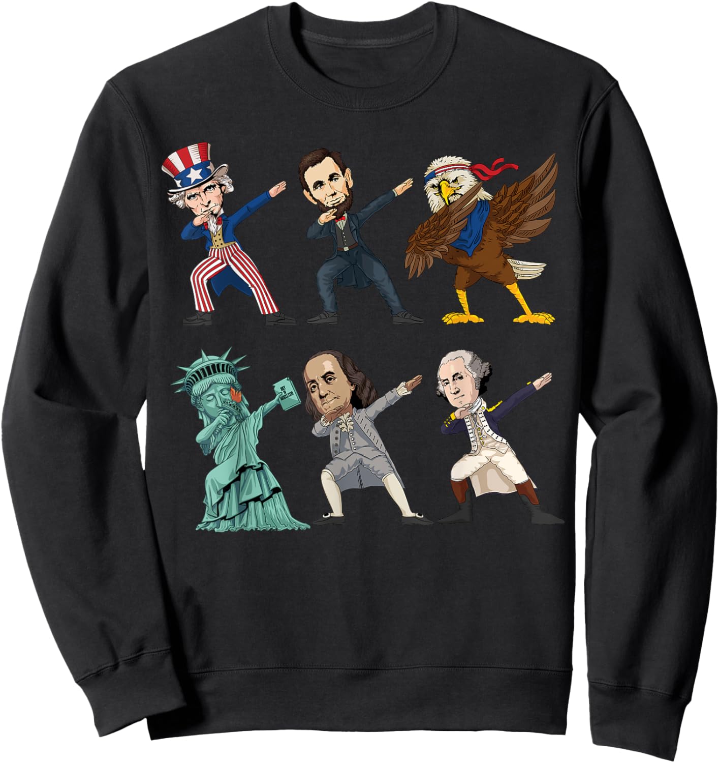 Dabbing Uncle Sam And Friends 4th Of July Boys Girls Kids Sweatshirt - Sweatshirt | Black