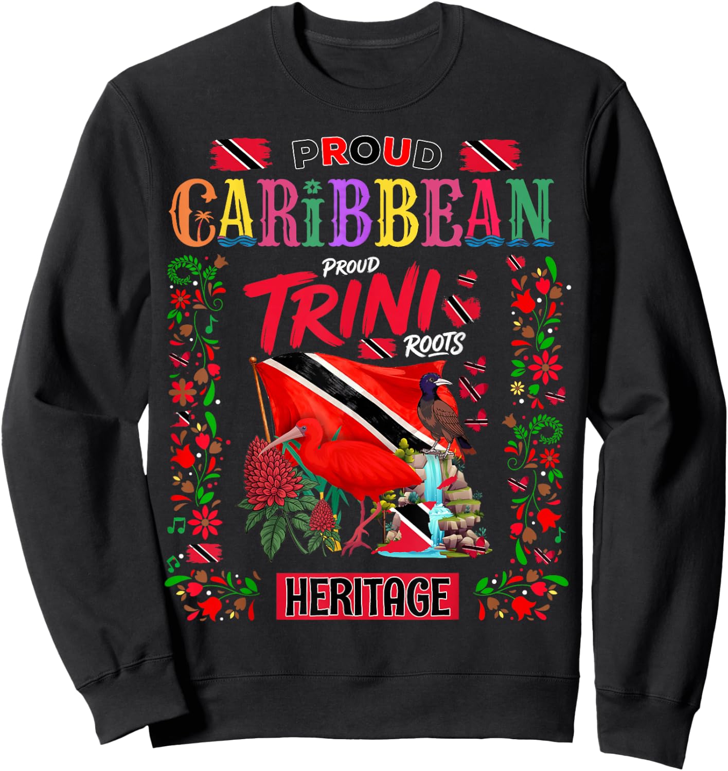 Trinidad Flag Outfit Idea Trinidad & Tobago Themed Sweatshirt - Sweatshirt | Black