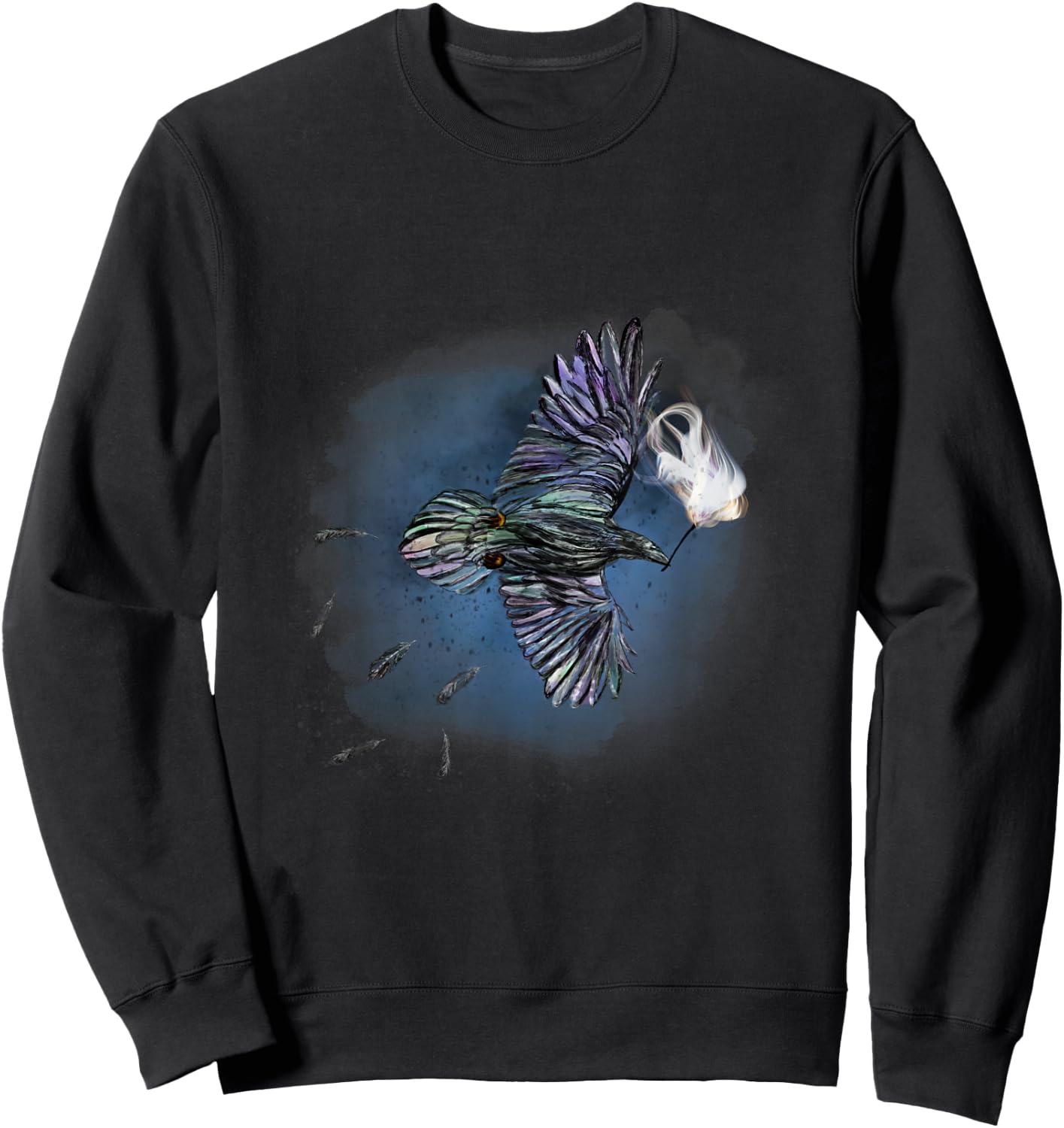 Rainbow Crow Carrying the Gift of Fire (Watercolor) Sweatshirt - Sweatshirt | Black