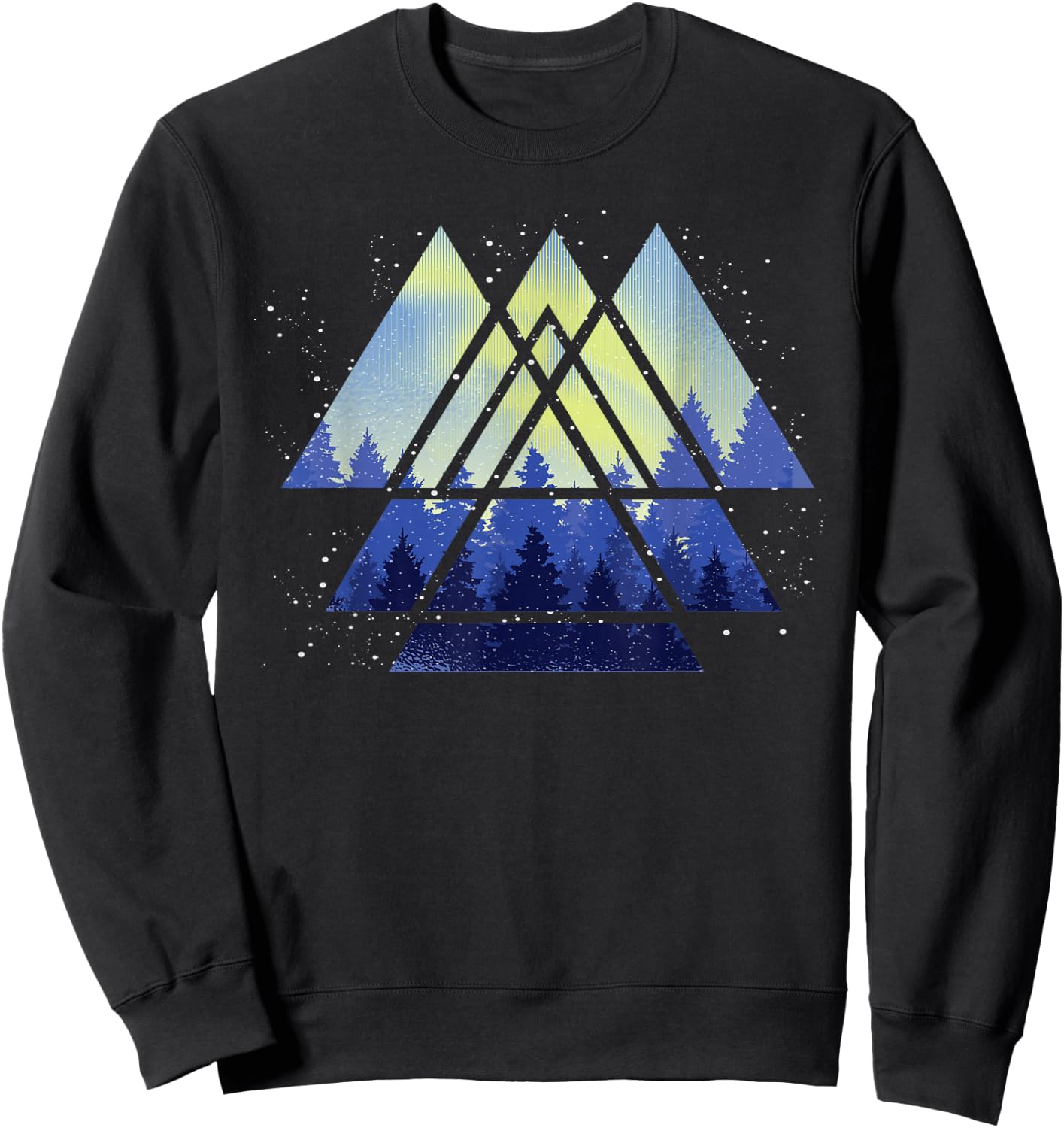 Geometric Triangle Outdoor Trees Forest Wildlife Nature Sweatshirt - Sweatshirt | Black