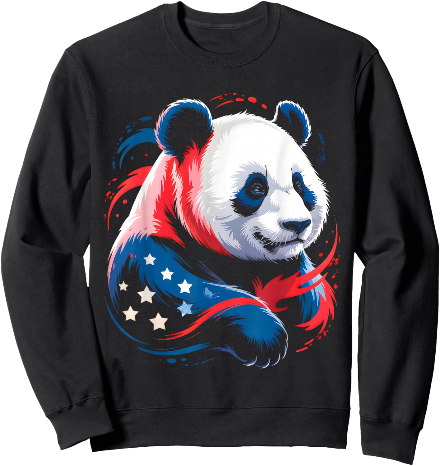 Panda 4th Of July Patriotic Panda Graphic American Flag Kids Sweatshirt - Sweatshirt | Black
