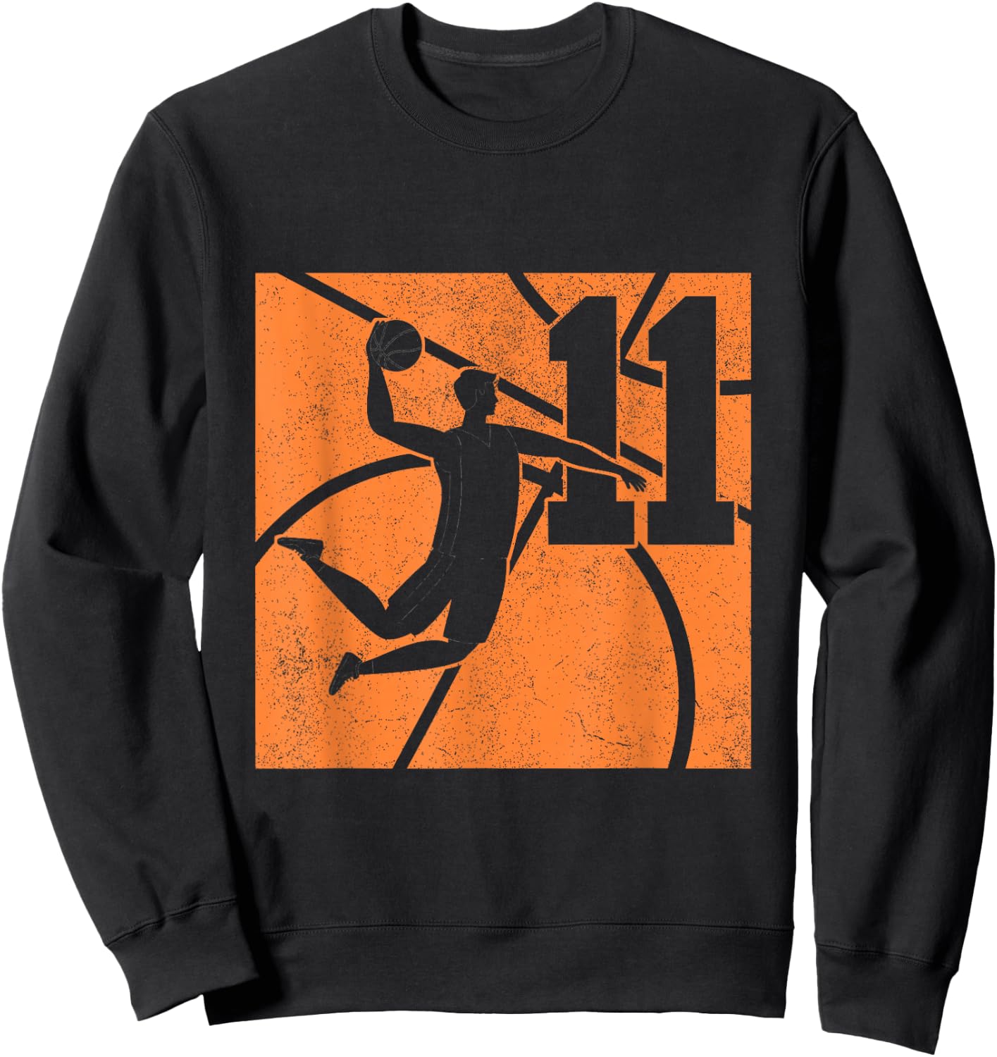 11 Year Old Basketball Dunk 11th Birthday Party Themed Boys Sweatshirt - Sweatshirt | Black