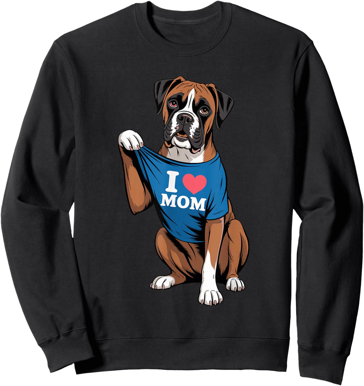 Cute Boxer Dog Lover Funny I Heart Mom Mother's Day Sweatshirt - Sweatshirt | Black