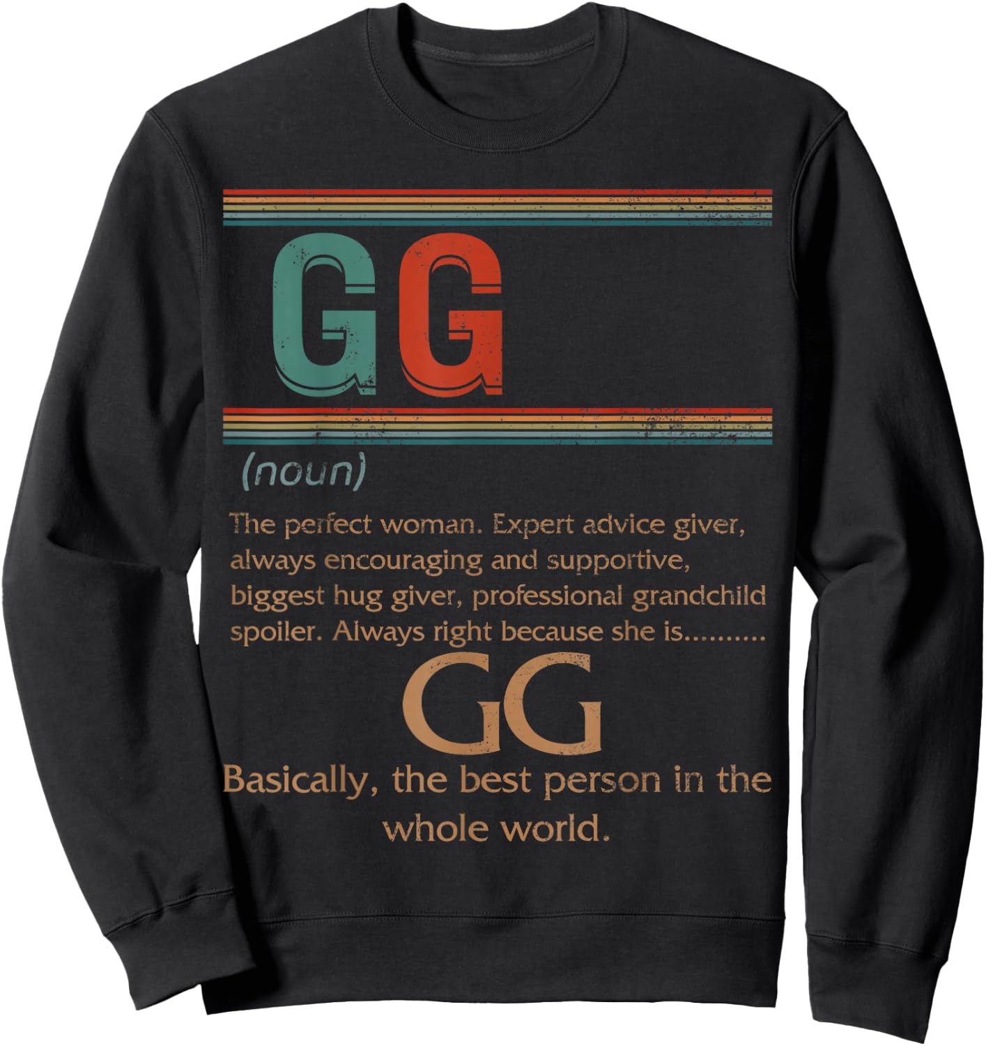GG Definition Best Grandma Ever Mother's Day Christmas Vinta Sweatshirt - Sweatshirt | Black