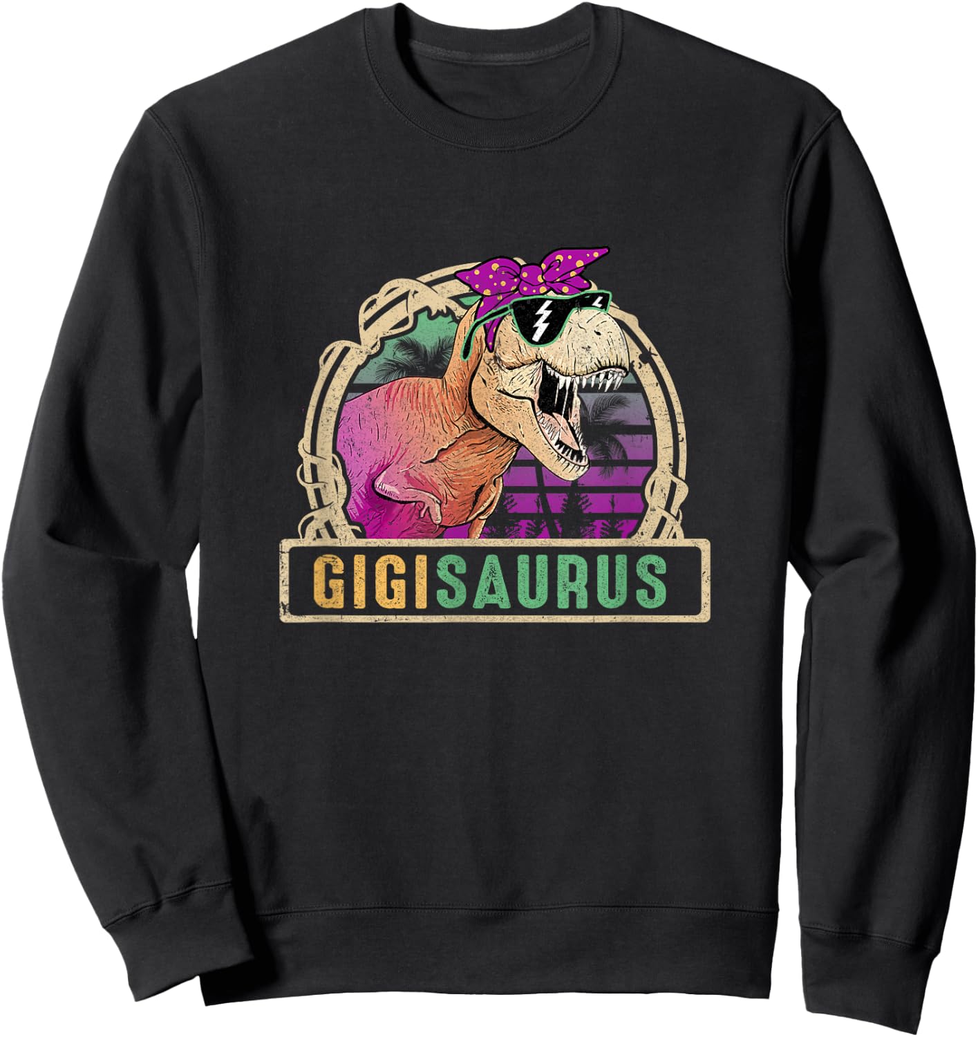 Gigi Saurus Gigisaurus T Rex Dinosaur Family Matching Sweatshirt - Sweatshirt | Black
