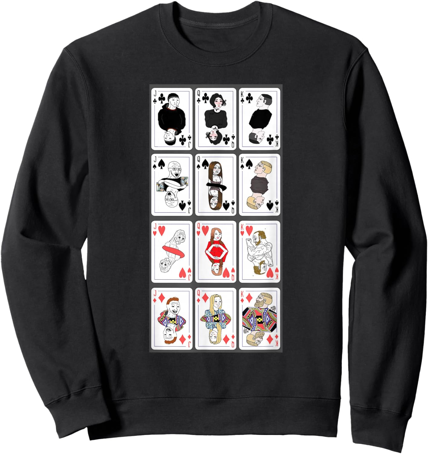 Wojak Meme Playing Cards Sweatshirt - Sweatshirt | Black
