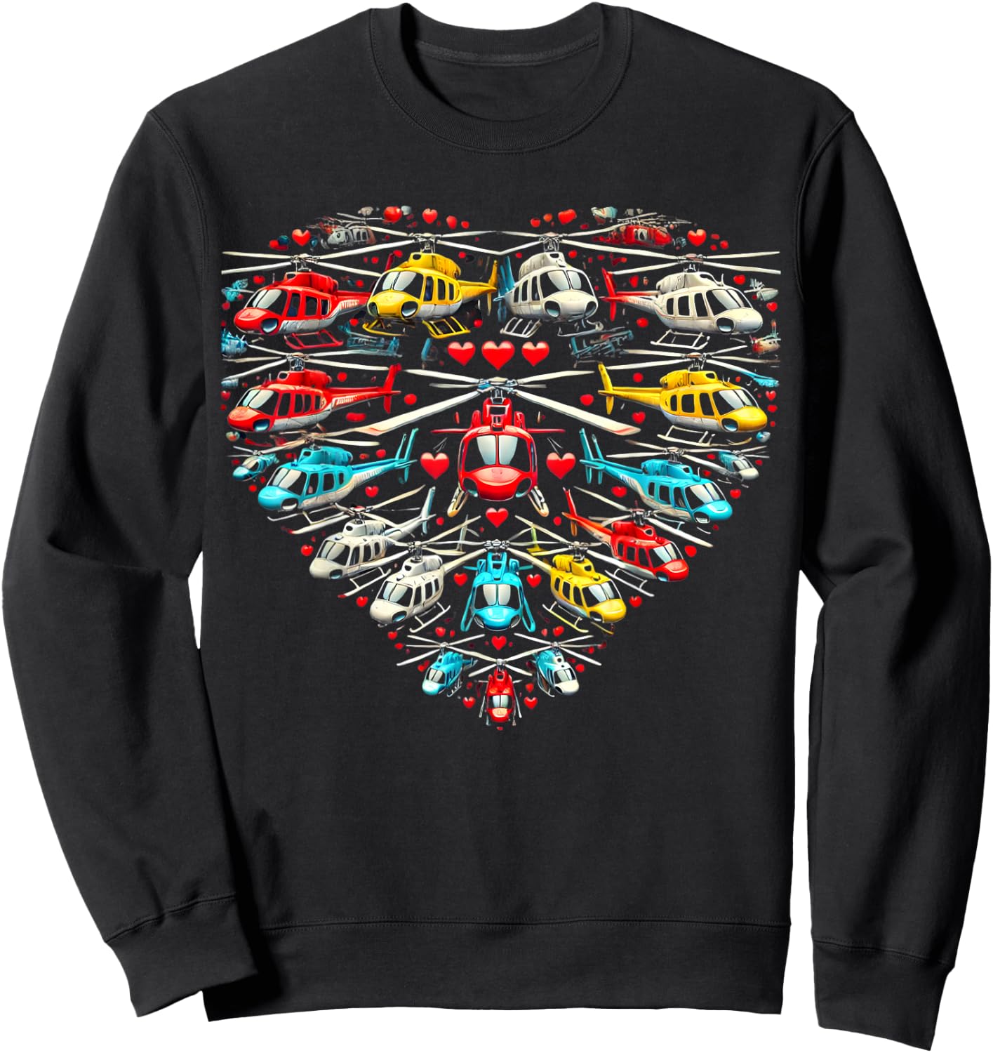 Pilot Helicopter Lover Valentines Day Men Women Kids Graphic Sweatshirt - Sweatshirt | Black