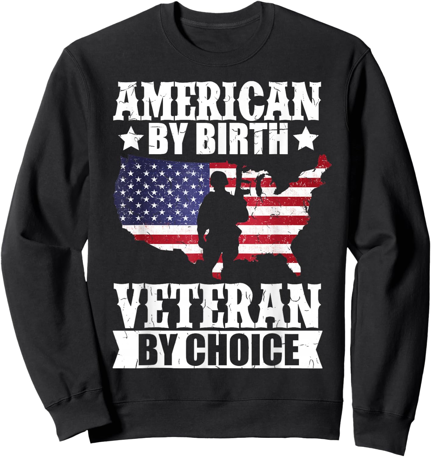 American by Birth Veteran by Choice US Flag Veterans Day Sweatshirt - Sweatshirt | Black