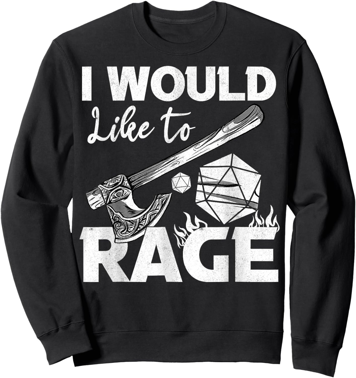 I Would Like To Rage Tabletop B.arbarian Role Play Black -Adults Classic Fit Cotton Blend Short Sleeve Sweatshirt - Sweatshirt | Black