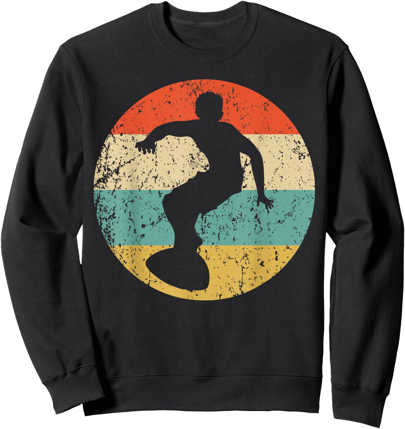 Surfer Silhouette Retro Surfing Sweatshirt - Sweatshirt | Black