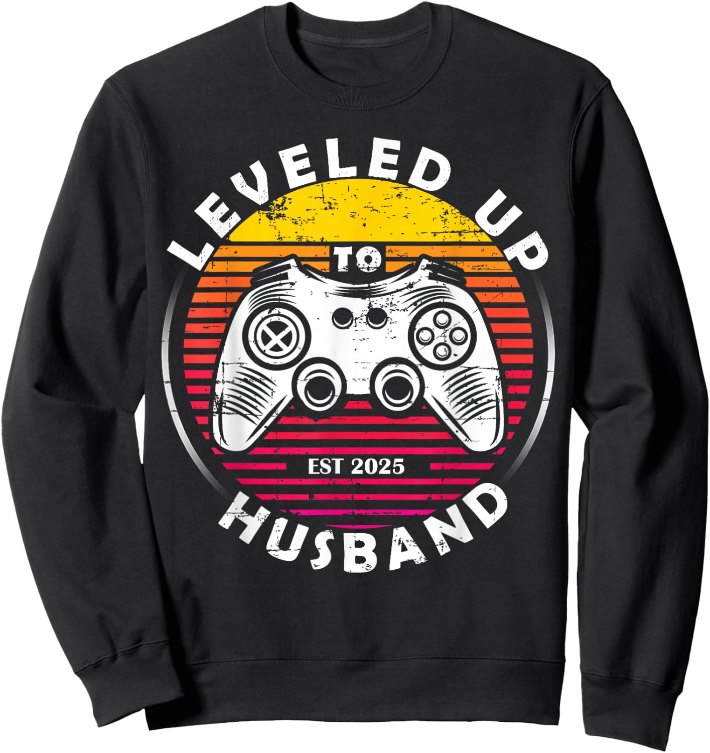 Promoted to Husband Gift - Leveling Up to Husband Est 2025 Sweatshirt - Sweatshirt | Black