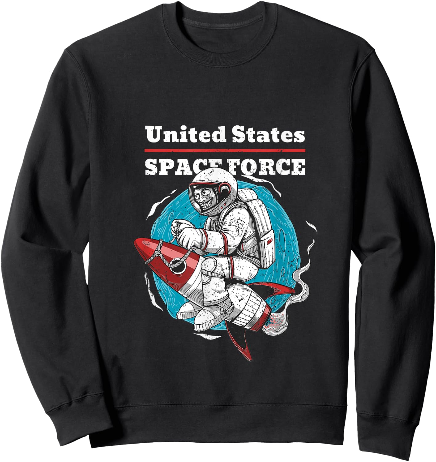 Funny United States Space Force Space Monkey Sweatshirt - Sweatshirt | Black