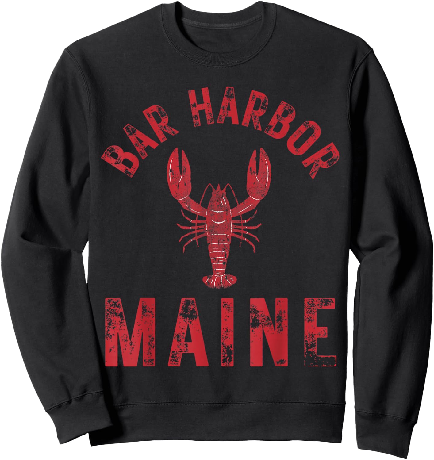 Bar Harbor Maine Lobster Travel Acadia Vintage Sweatshirt - Sweatshirt | Black