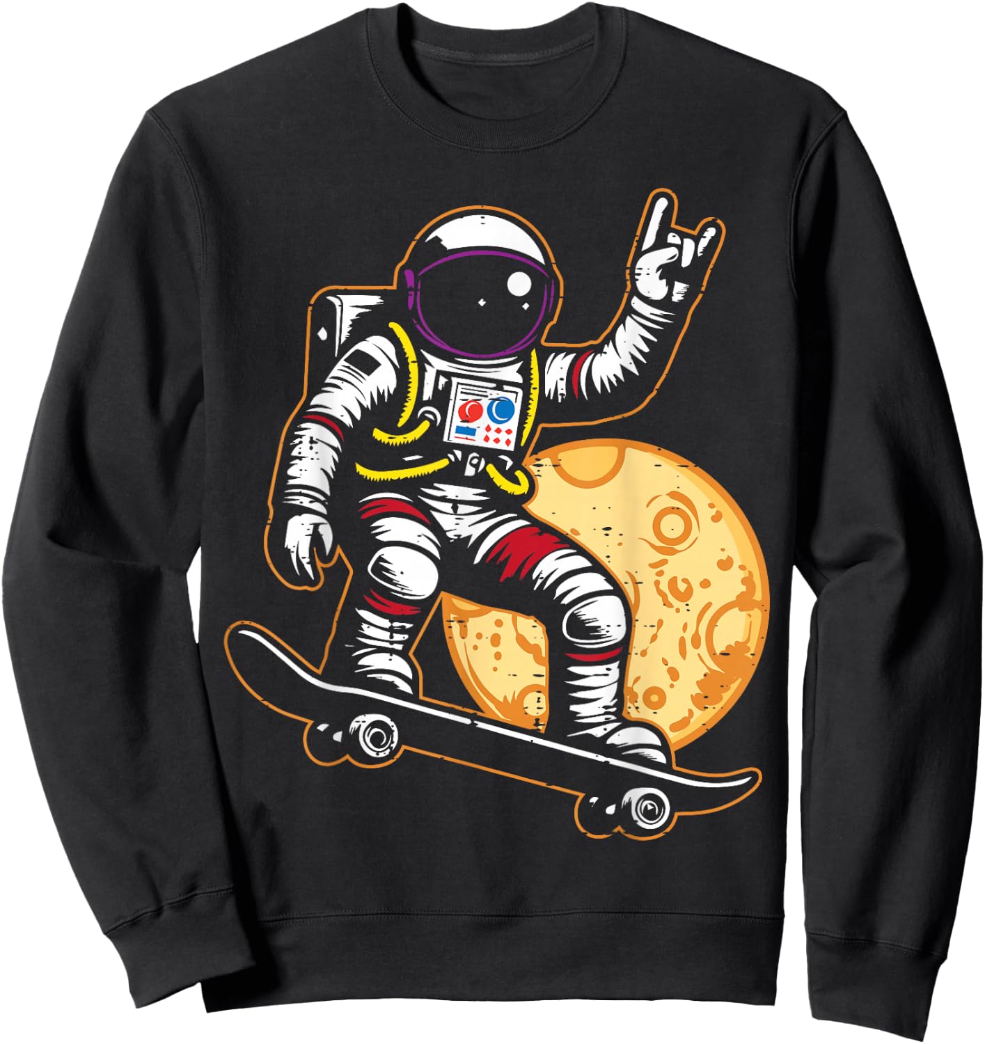 Astronaut Skateboard Rock Hand Space Rocker Men Boys Kids Sweatshirt - Sweatshirt | Black