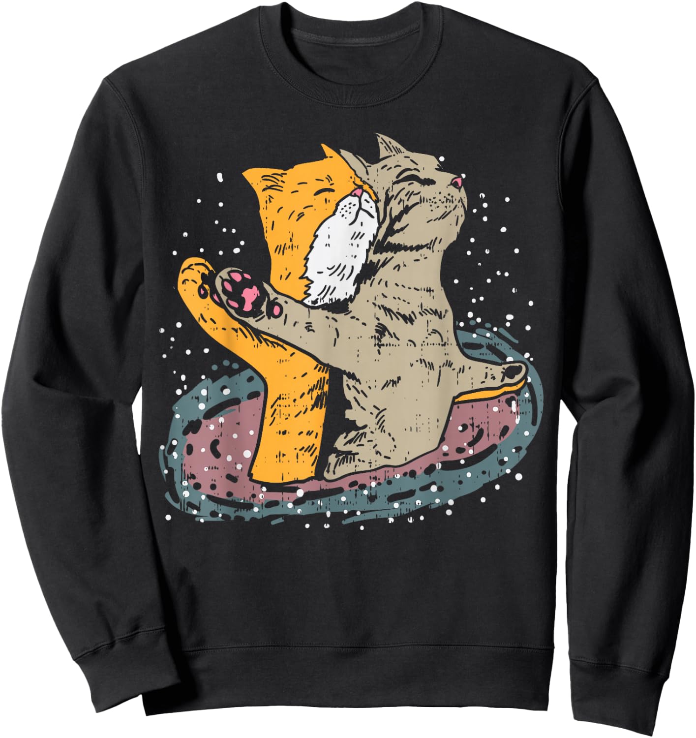 Cats Titanic Pose In Space Funny Movie Pun Animal Lover Gift Sweatshirt - Sweatshirt | Black