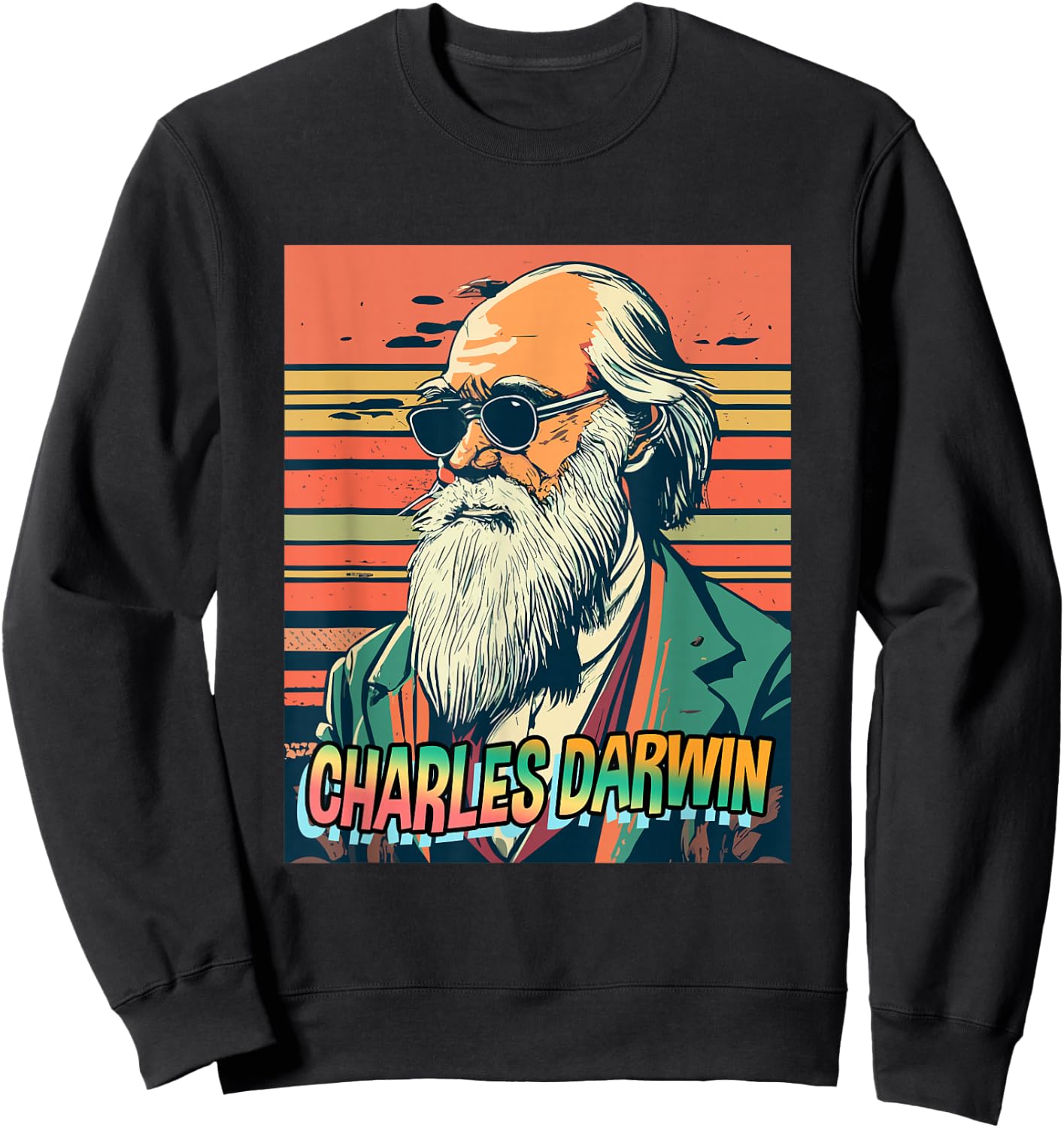 Retro Charles Darwin Shirt Naturalist Biologist Scientist Sweatshirt - Sweatshirt | Black