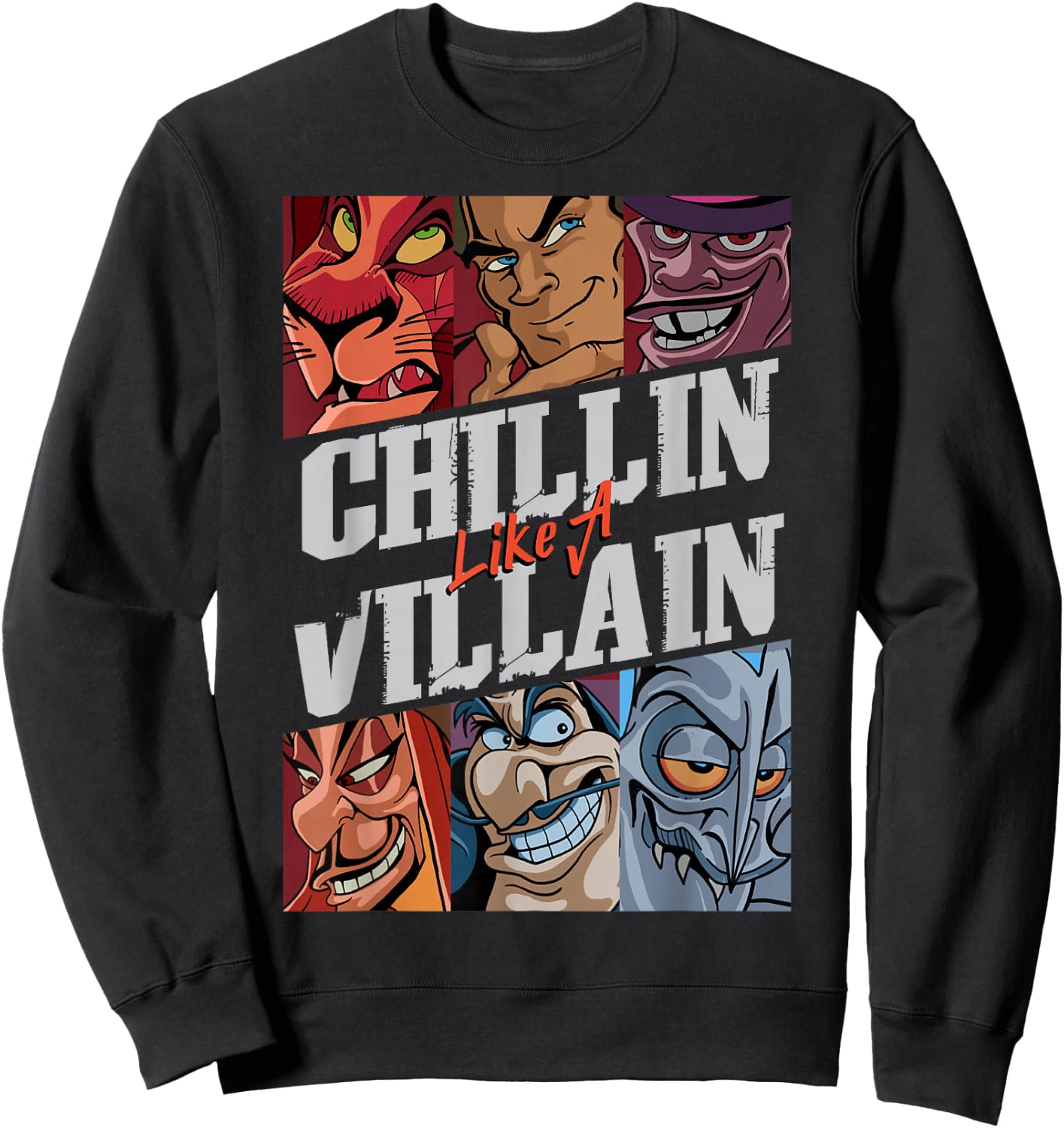 Disney Villains Chillin' Like A Villain Group Portrait Small Sweatshirt - Sweatshirt | Black