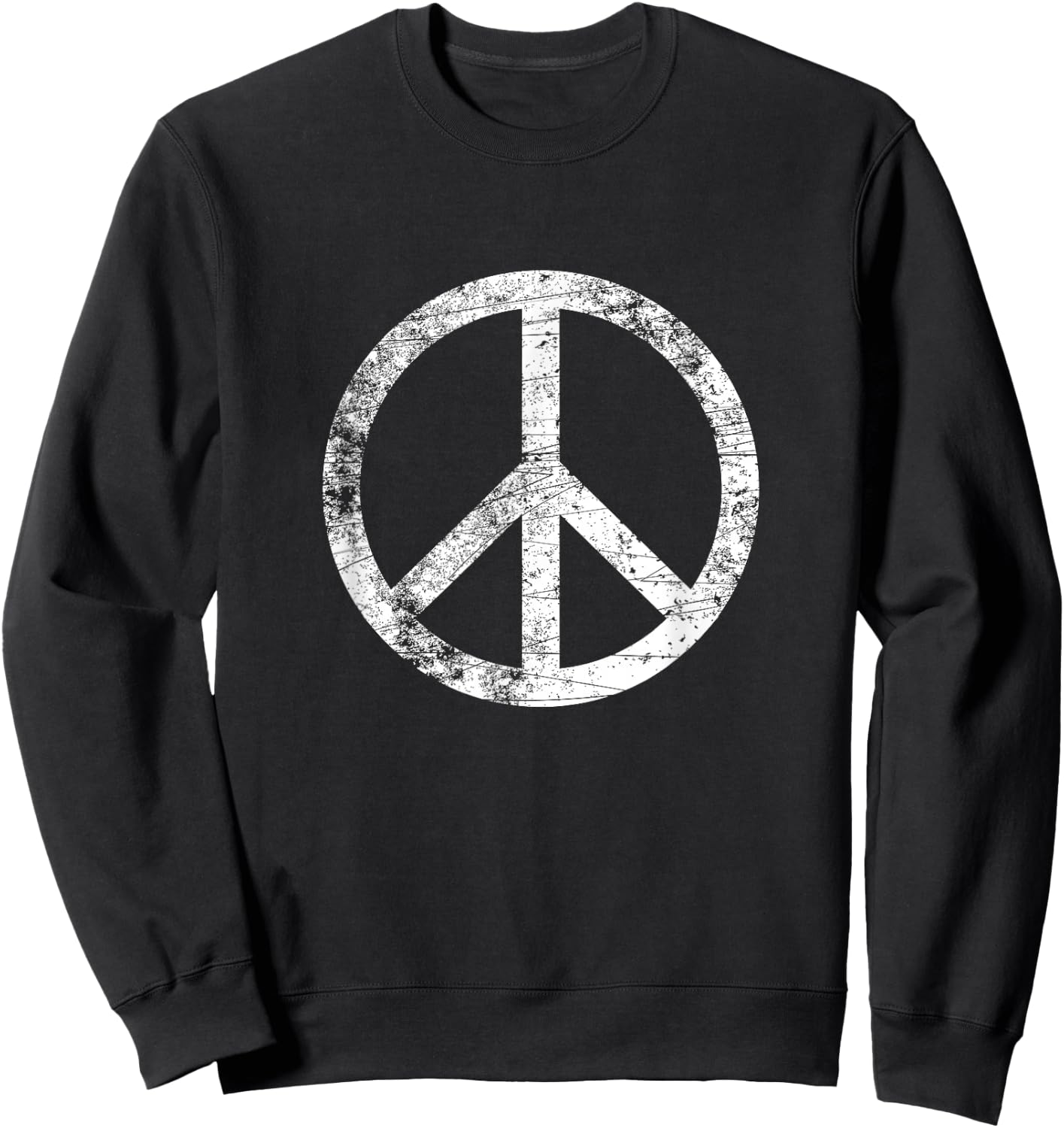 Distressed Peace Sign Retro Vintage Peace Symbol Sweatshirt - Sweatshirt | Black