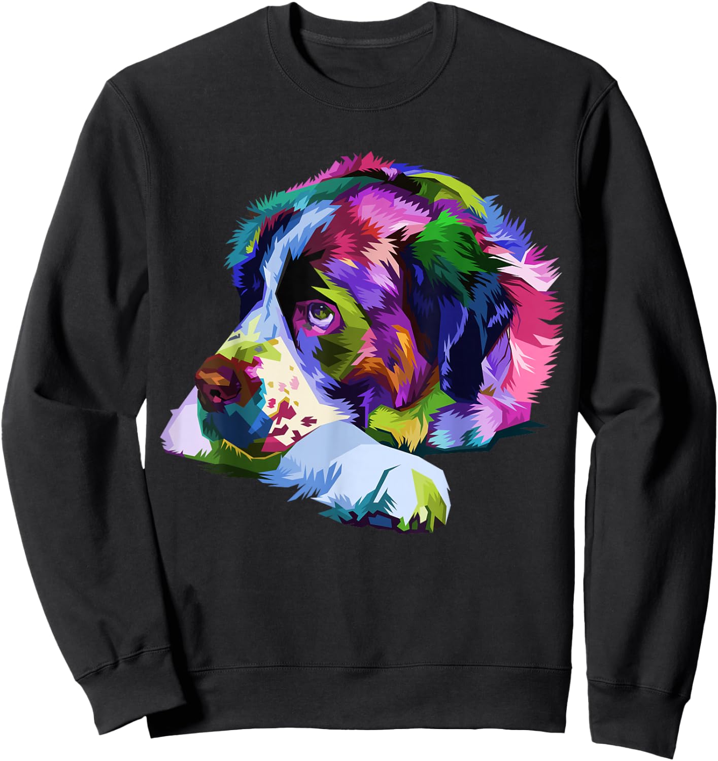Saint Bernard Pop Art Portrait Colorful Art for Dog Owners Sweatshirt - Sweatshirt | Black
