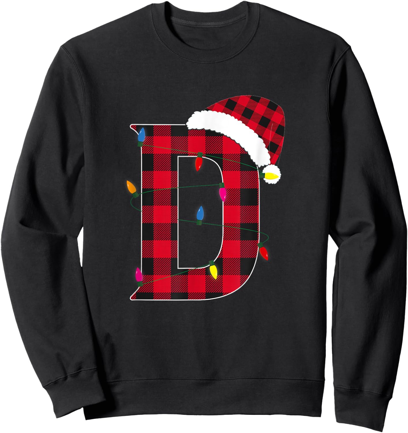 Awesome Letter M Initial Name Buffalo Plaid Christmas Sweatshirt - Sweatshirt | Black