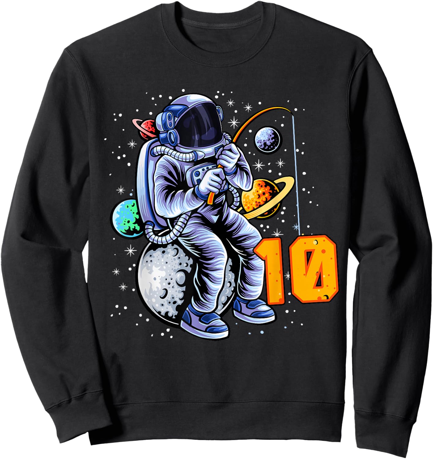 10 Years Old Birthday Boy Astronaut Gifts Space 10th B-Day Sweatshirt - Sweatshirt | Black