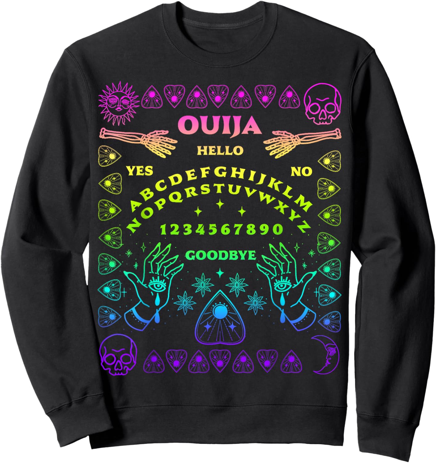 Ouija Board Spirit Board Halloween Skeleton Tarot Women Sweatshirt - Sweatshirt | Black